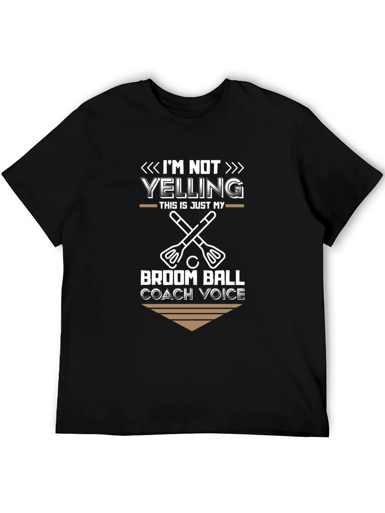 Black Broom Ball Coach T-Shirt - "I'm Not Yelling" view 5