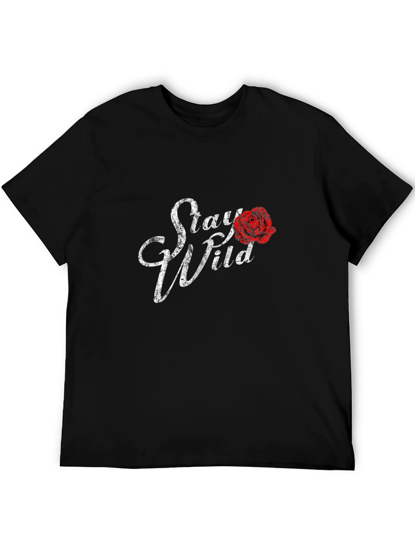 Black Stay Wild Rose Graphic Black T-Shirt view 5