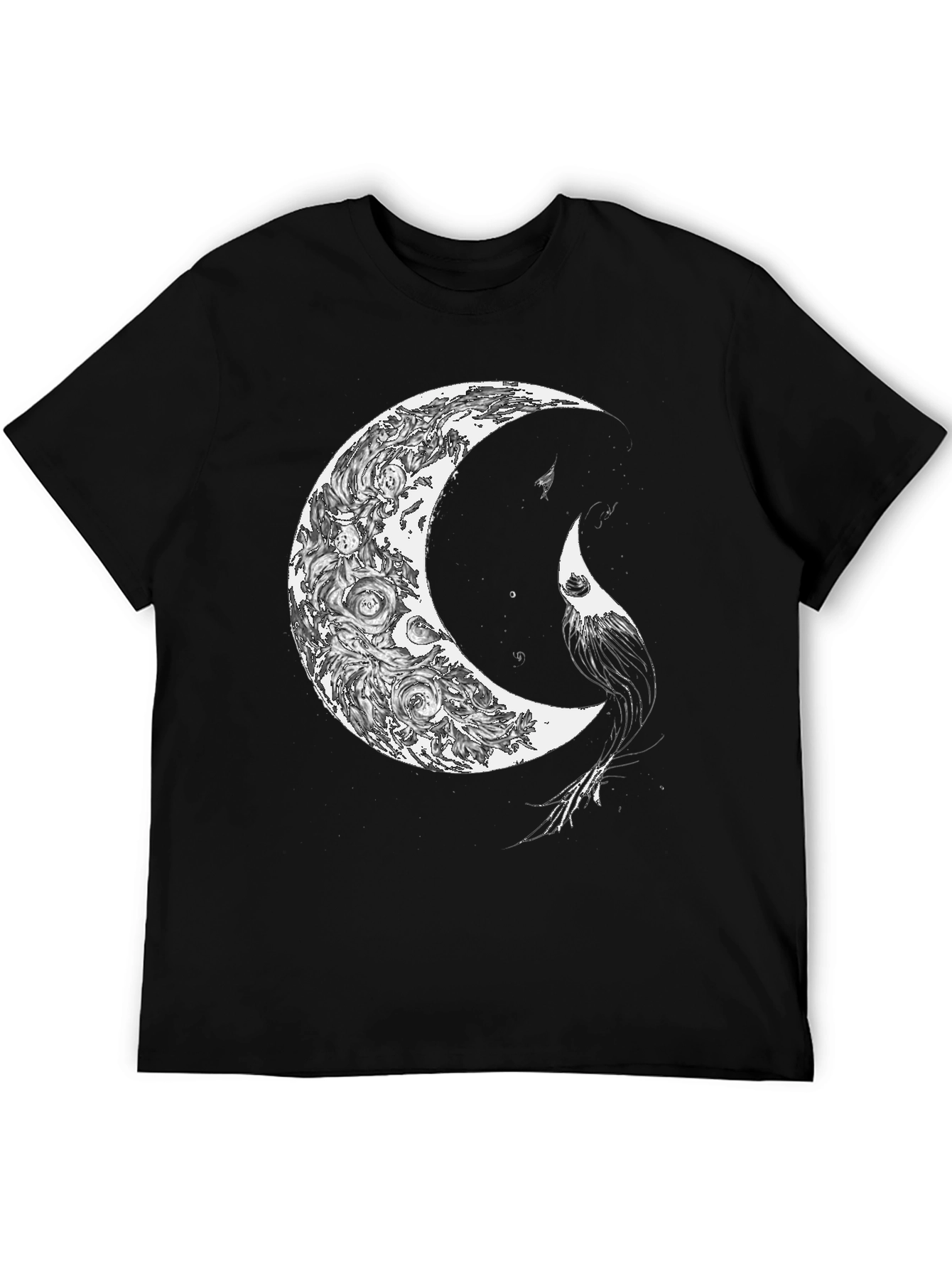 Black Celestial Crescent Moon Graphic Print T-Shirt view 5