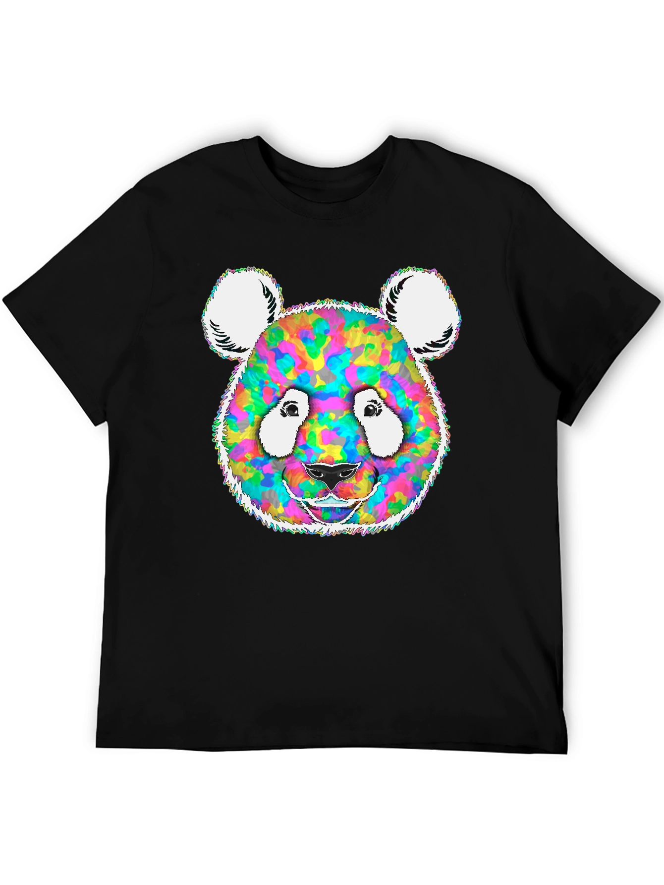Black Colorful Panda Graphic Tee - Unique Design view 5