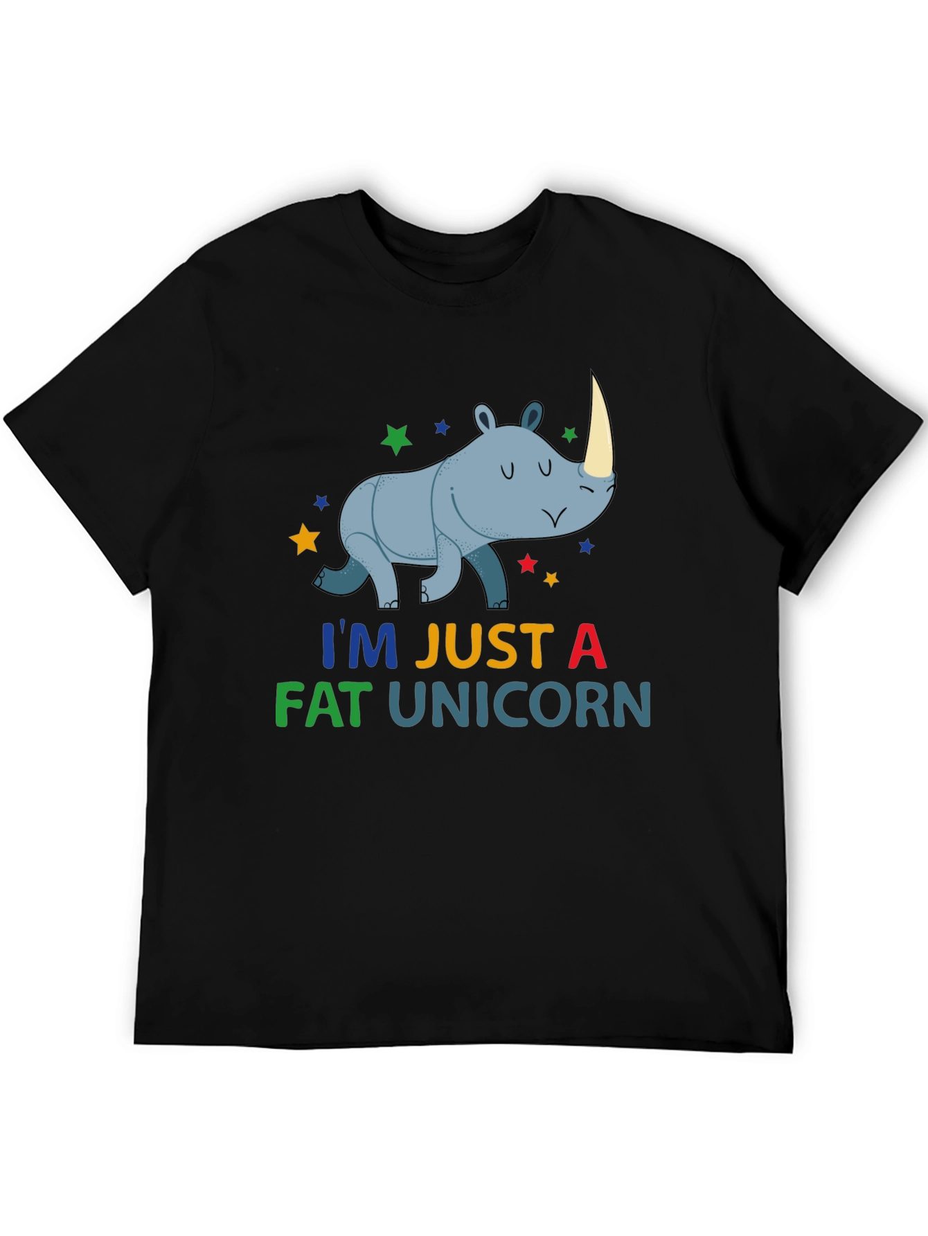 Black Funny Fat Unicorn Rhino Graphic T-Shirt view 5