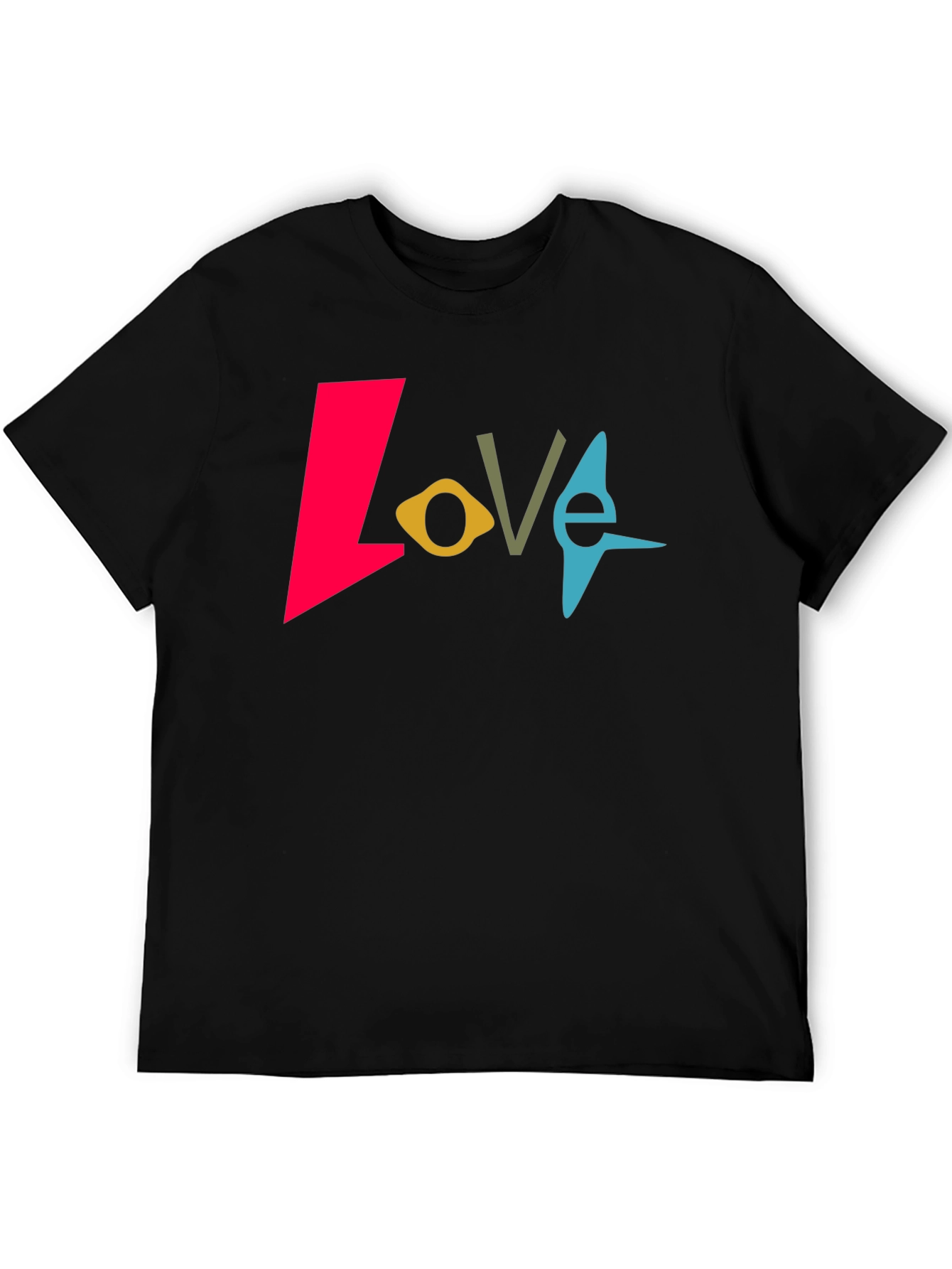Black Colorful 'Love' Graphic Black T-Shirt view 5