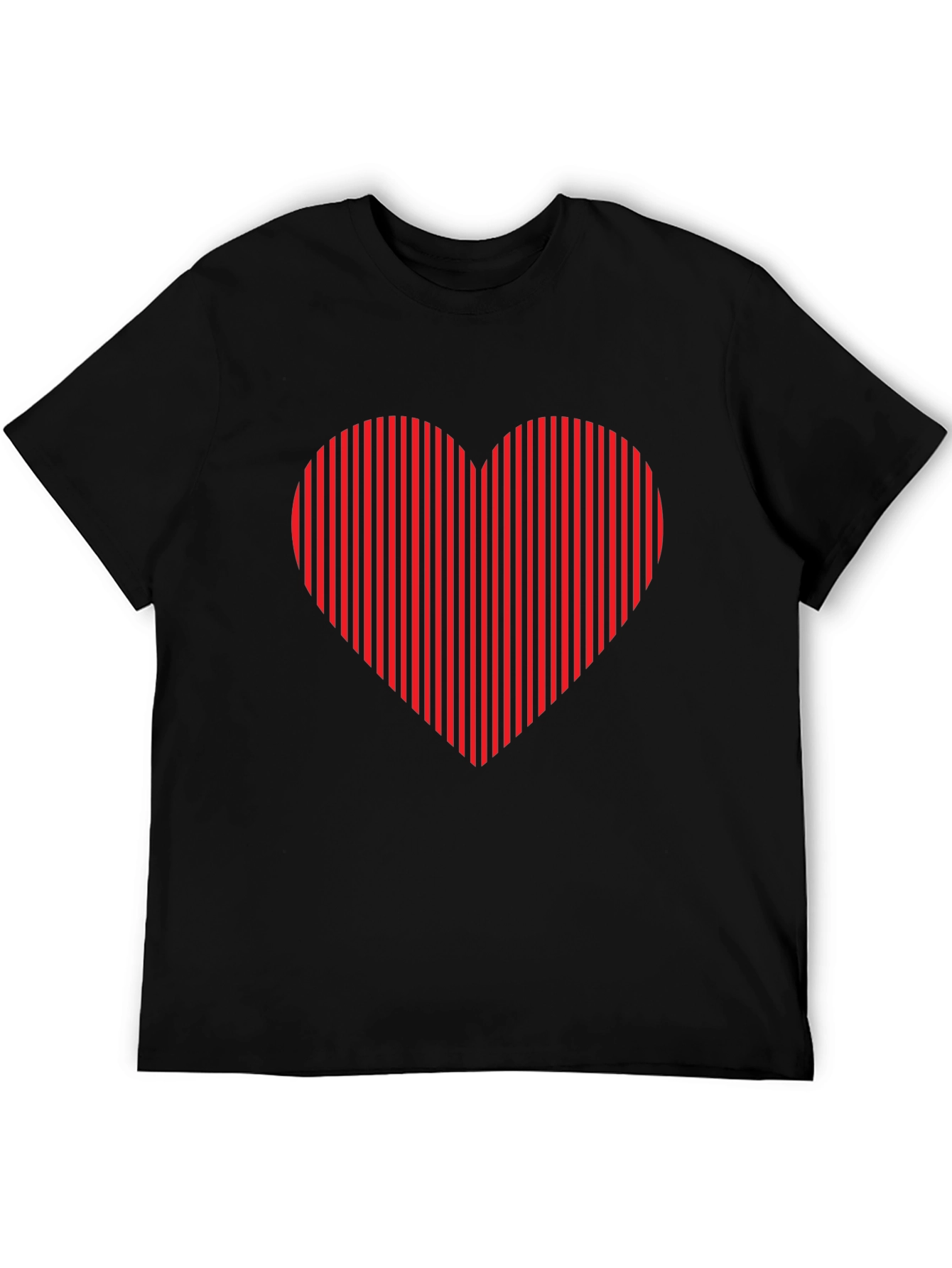 Black Striped Heart Graphic Tee - Black Casual Shirt view 5