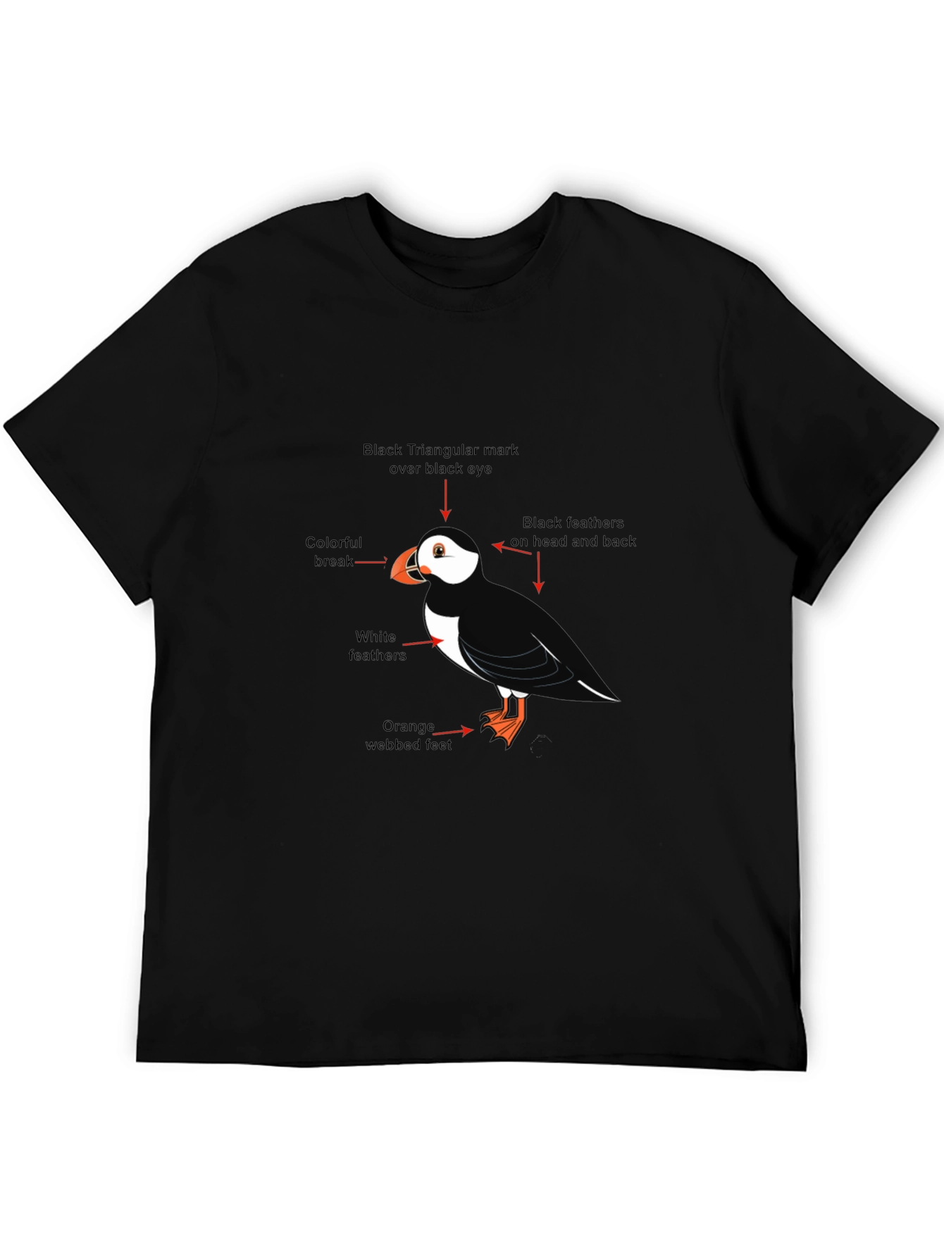 Black Puffin Bird Graphic Tee - Black Cotton Blend T-Shirt view 5