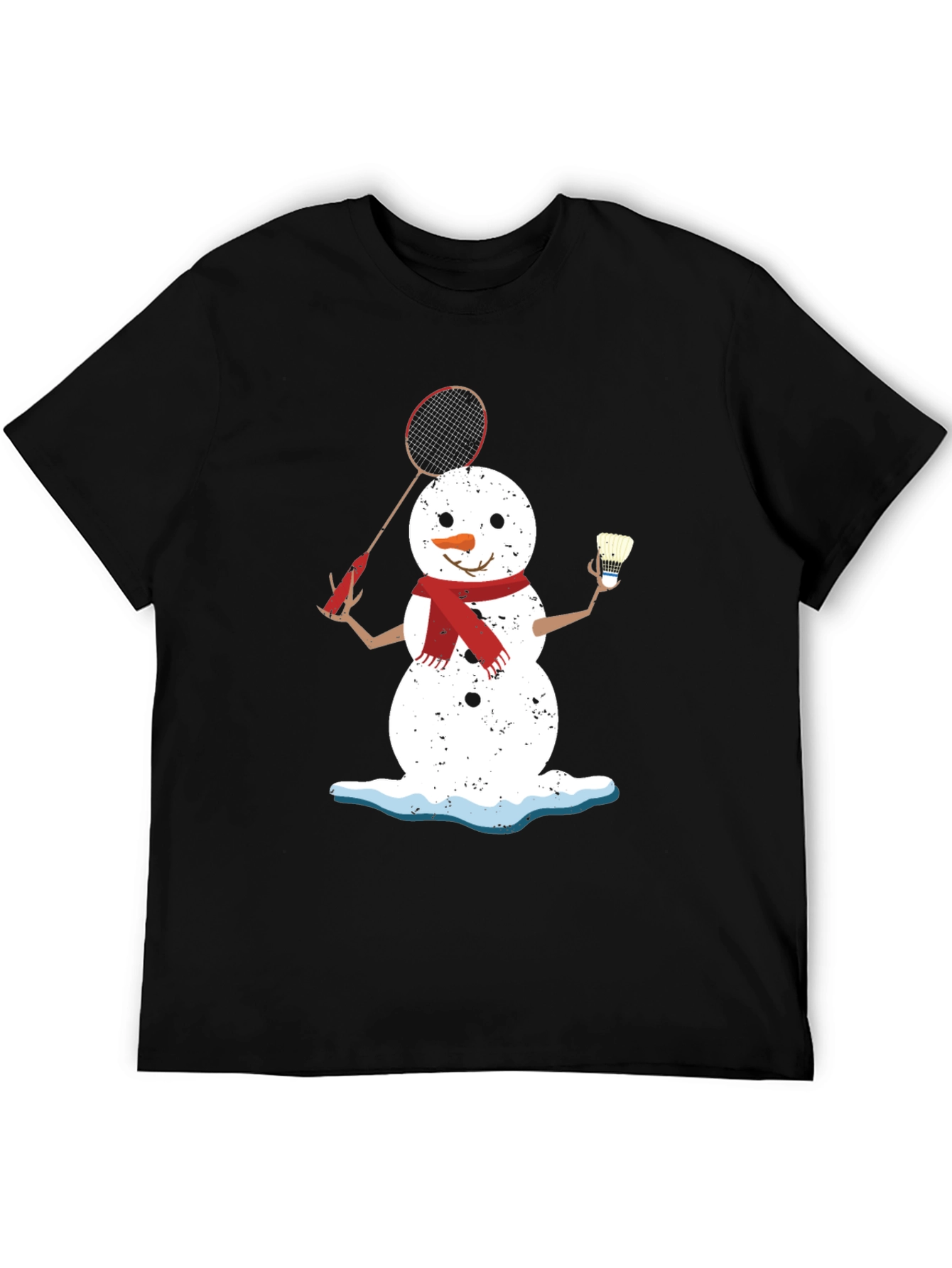 Black Snowman Badminton Player Graphic Tee view 5