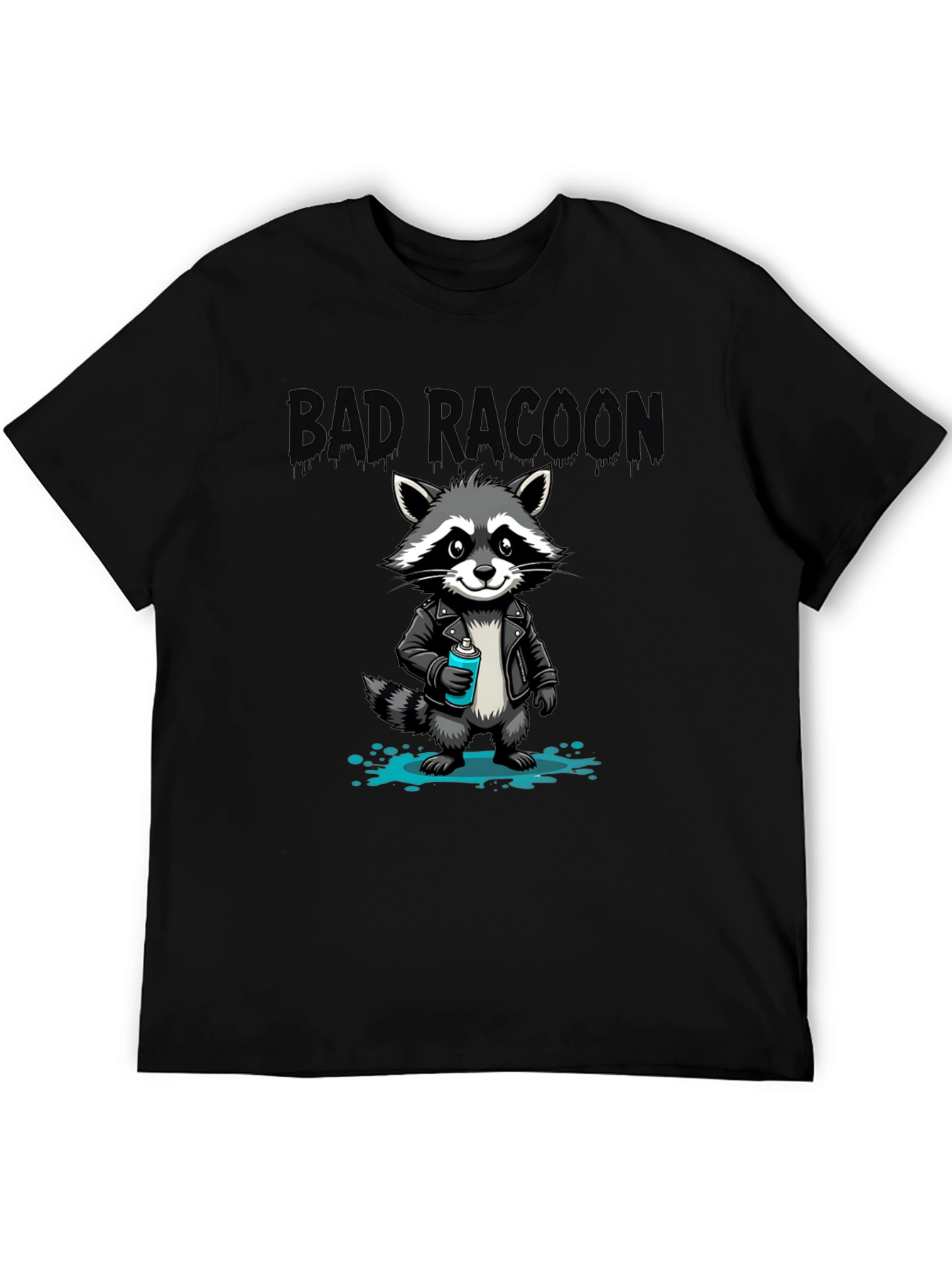Black Bad Raccoon Graphic T-Shirt - Cool Cartoon Design view 5