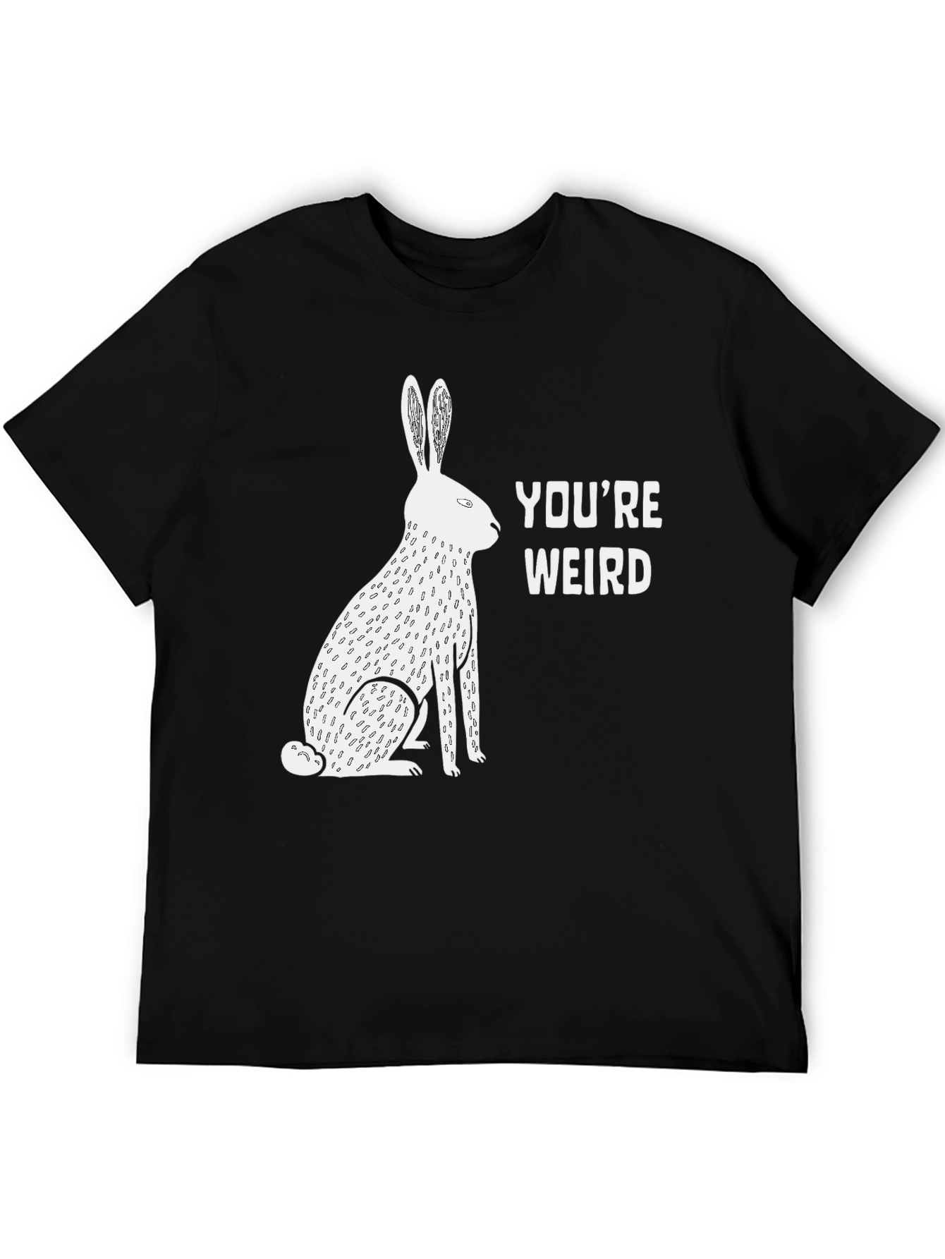 Black You're Weird Rabbit Graphic Tee - Unisex view 5