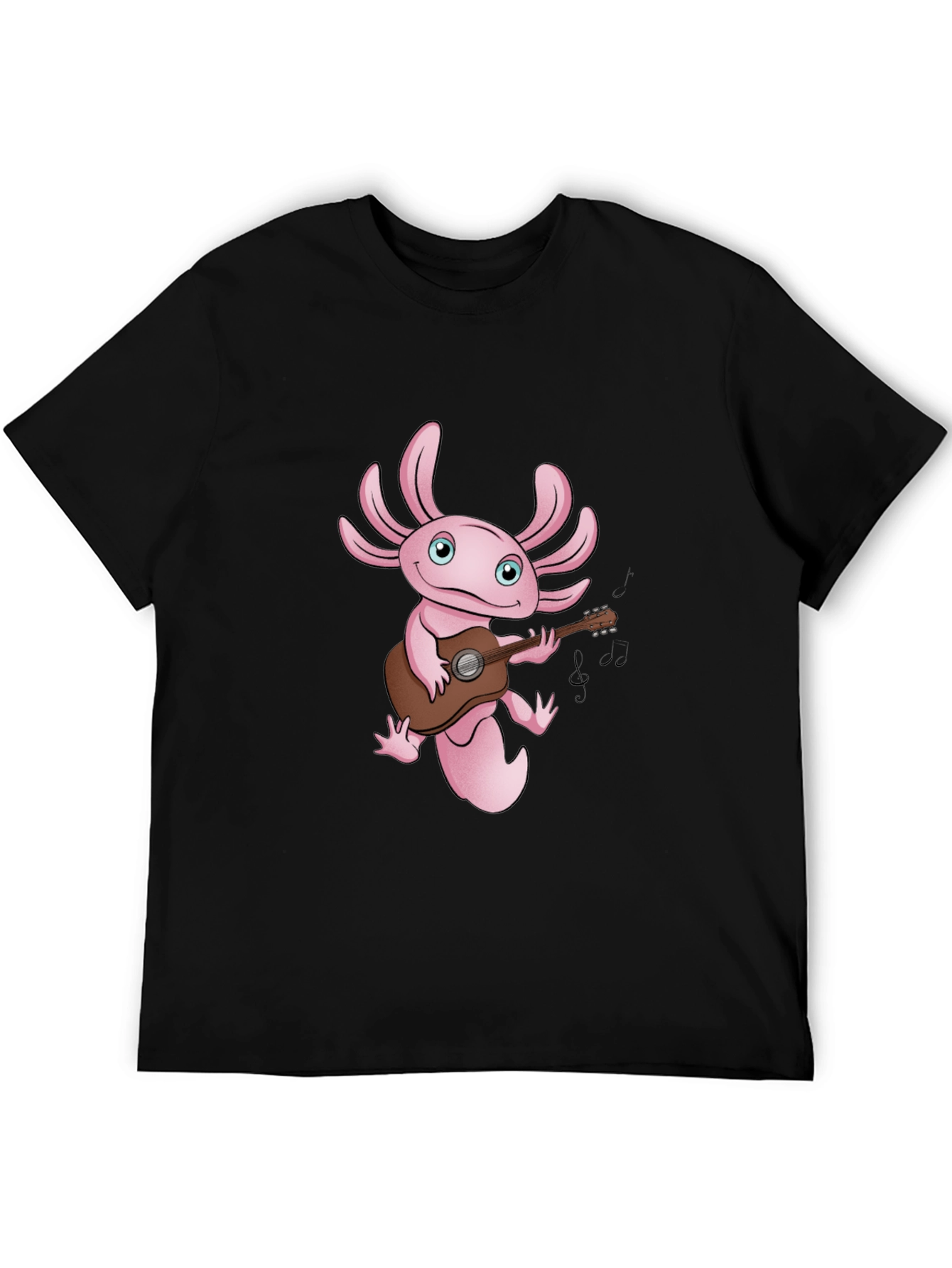 Black Axolotl Guitar Player Graphic T-Shirt - Black view 5
