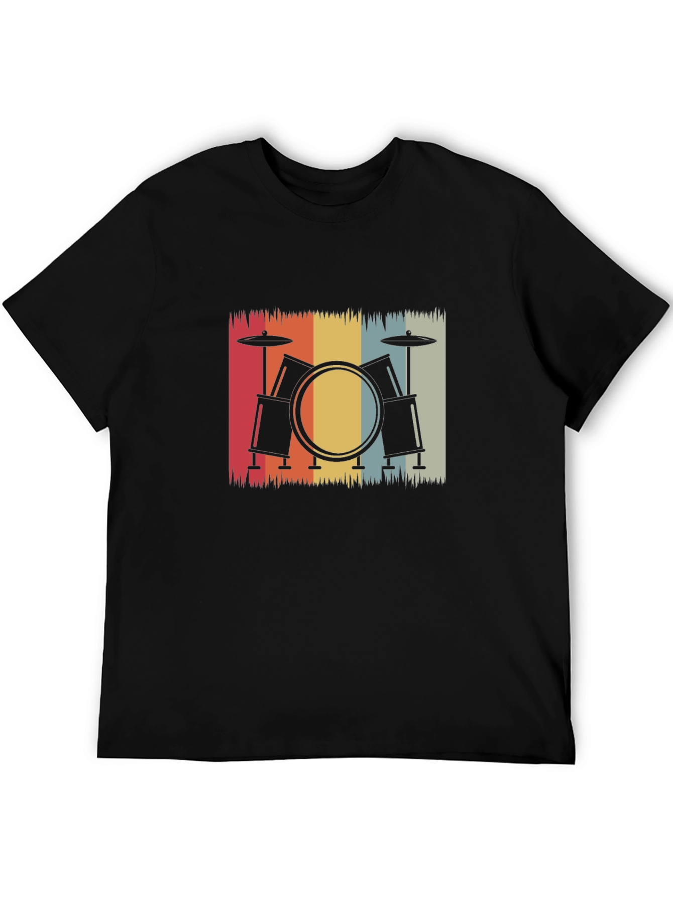 Black Retro Drum Set Graphic Tee - Musician's Essential view 5