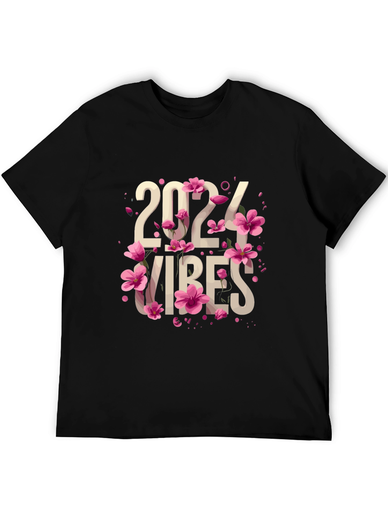 Black 2024 Vibes Floral T-Shirt view 5