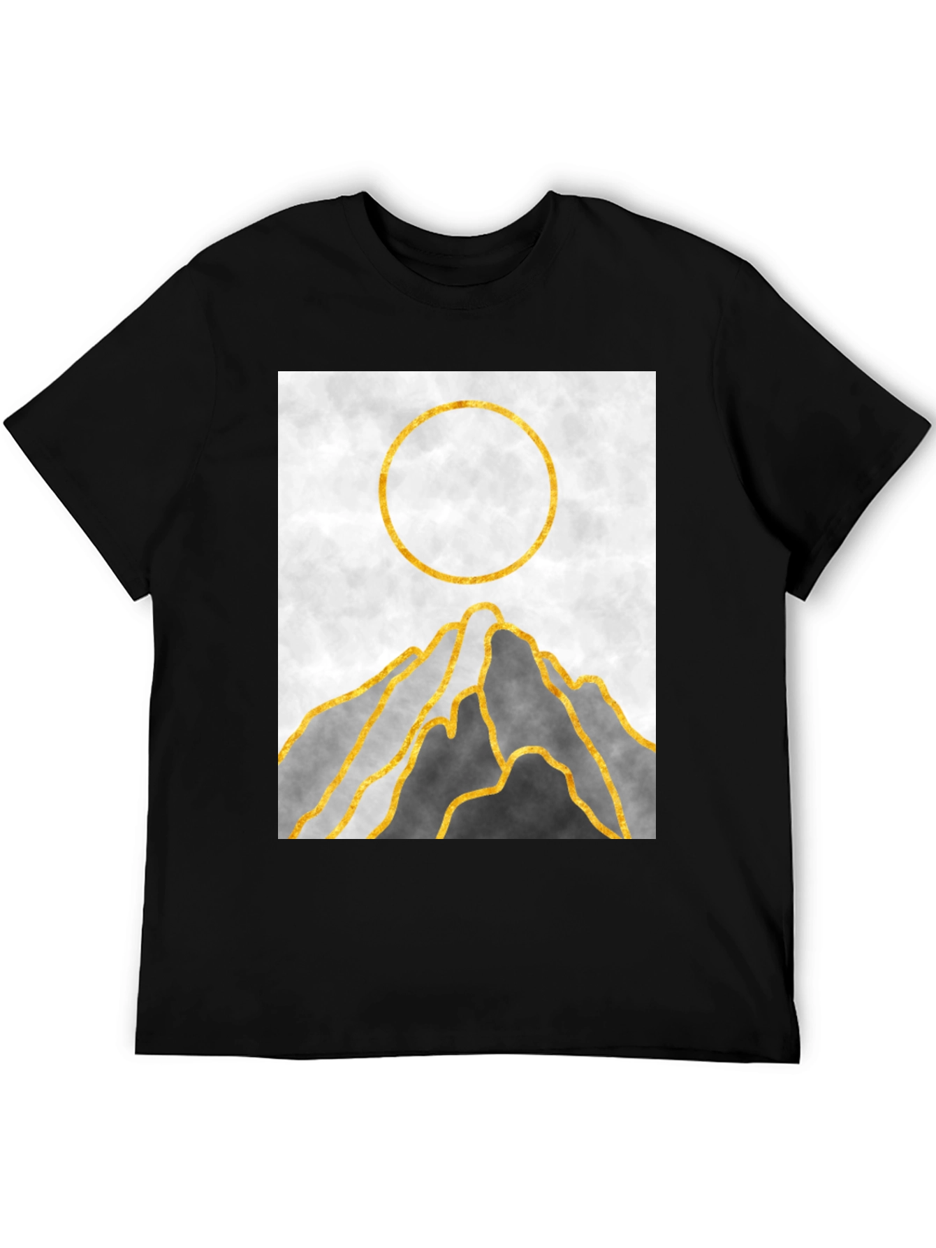Black Abstract Mountain Sunset Graphic Tee view 5