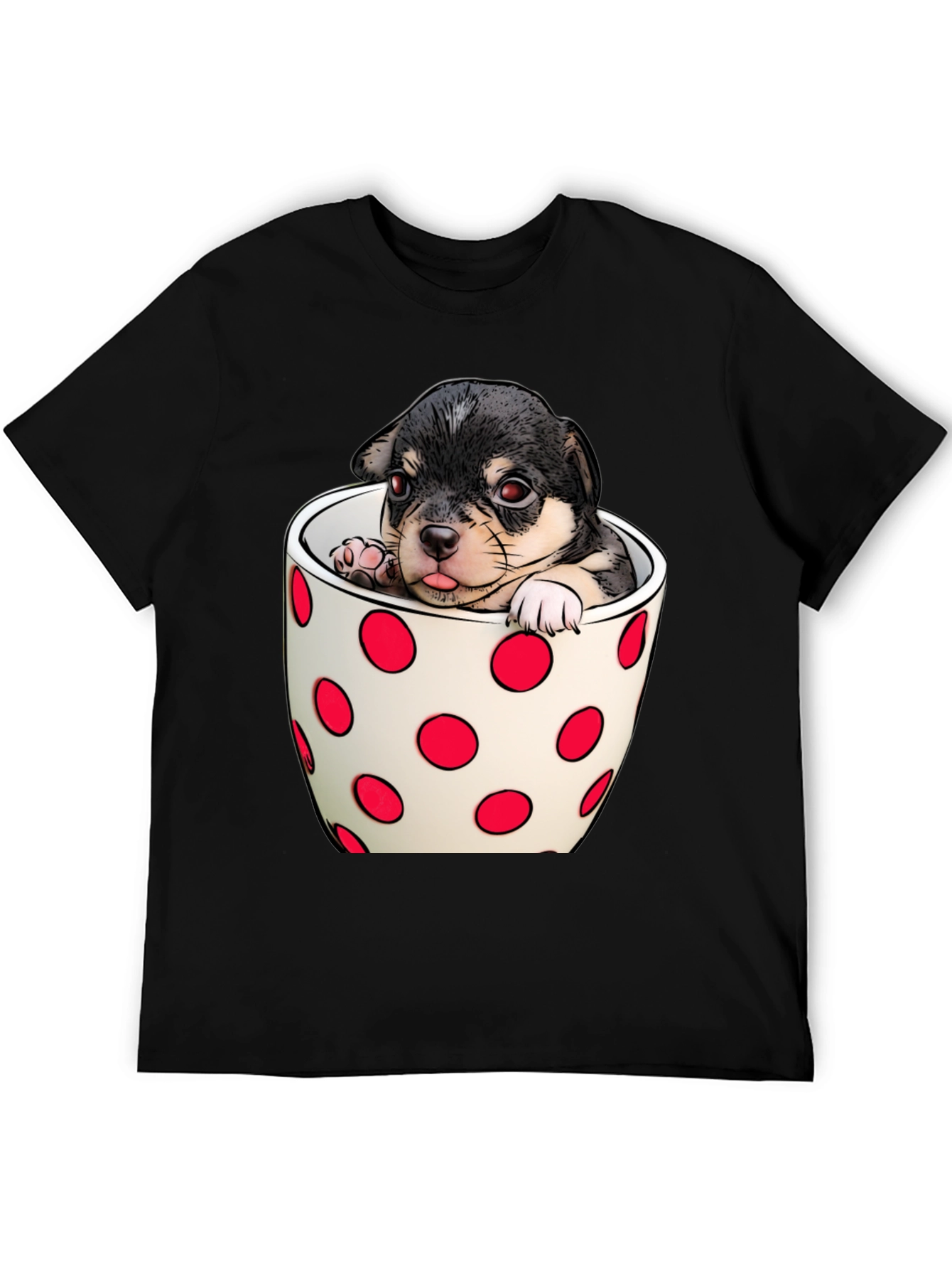 Black Puppy in a Cup T-Shirt - Cute Dog Tee view 5