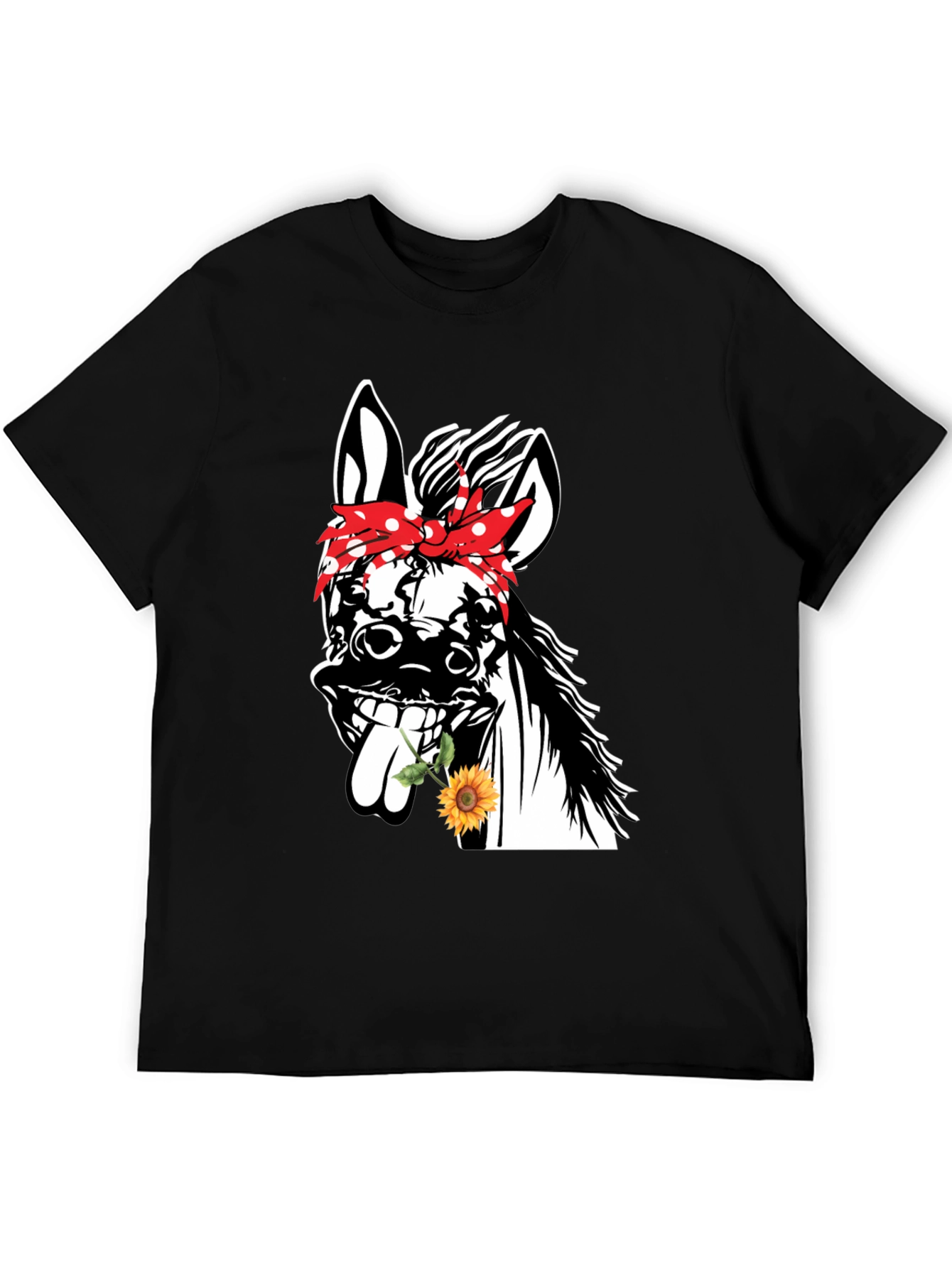 Black Funny Donkey Sunflower T-Shirt view 5
