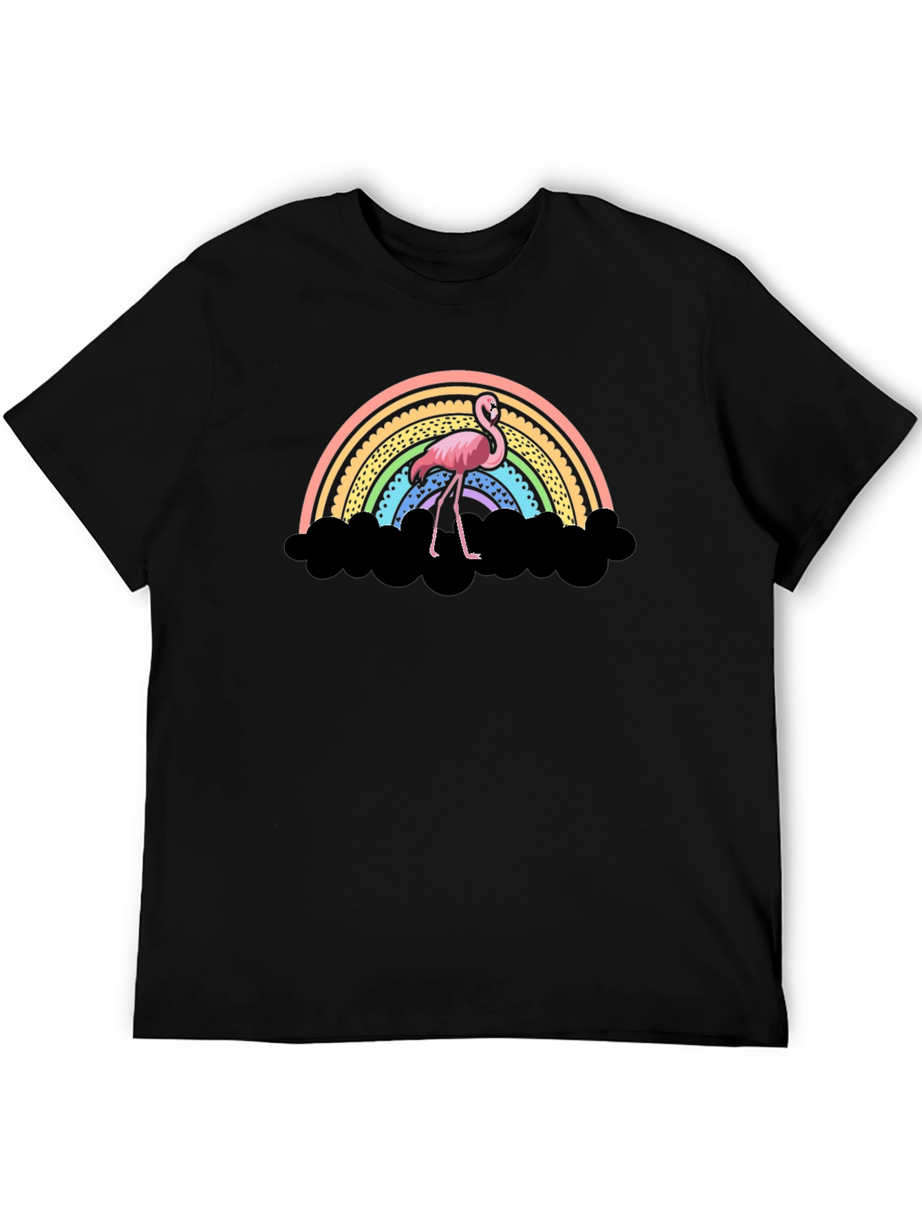 Black Flamingo Rainbow T-Shirt - Unique Graphic Tee view 5