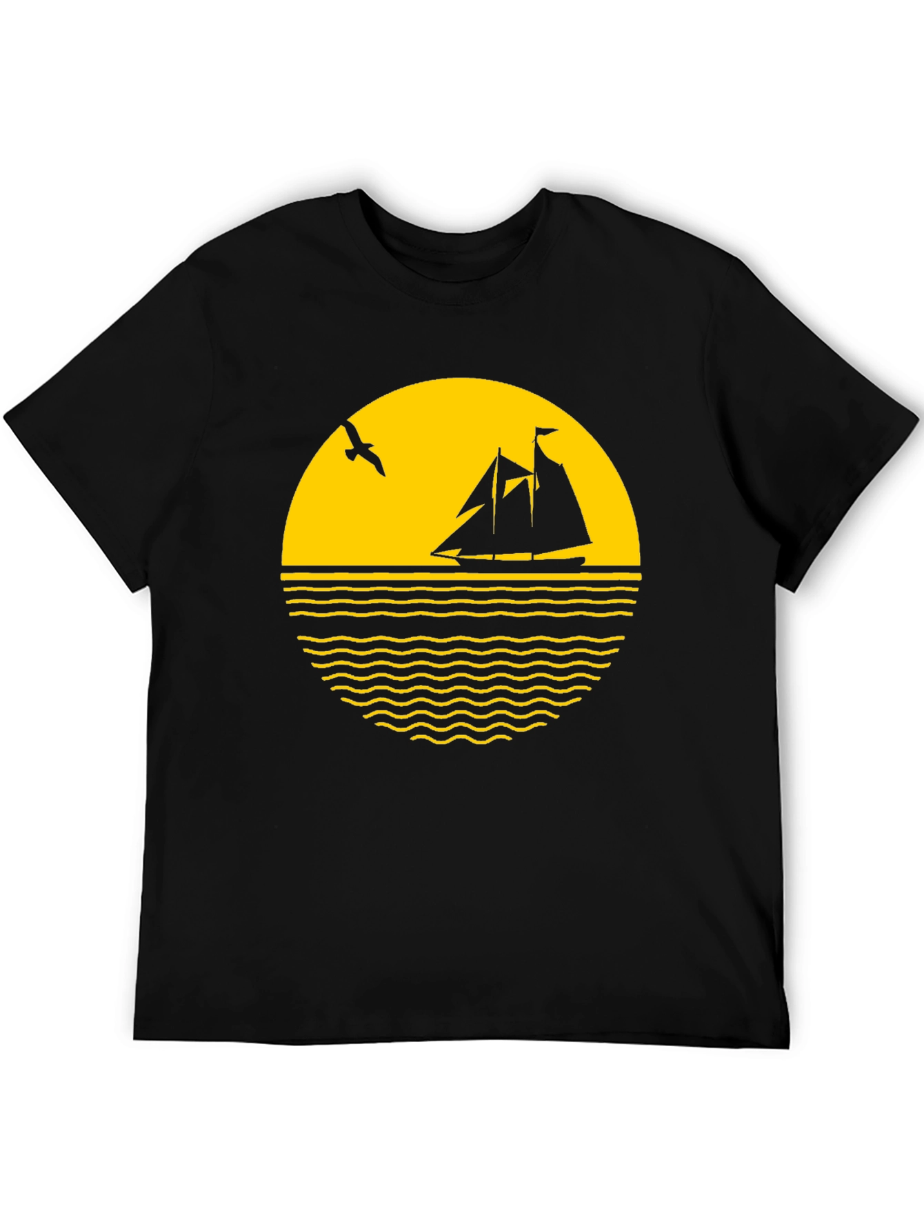 Black Nautical Sunset Graphic Tee - Black Cotton Blend view 5