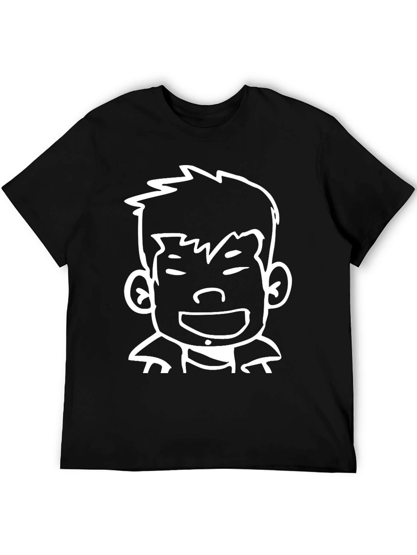 Black Cartoon Face Graphic Black T-Shirt view 5