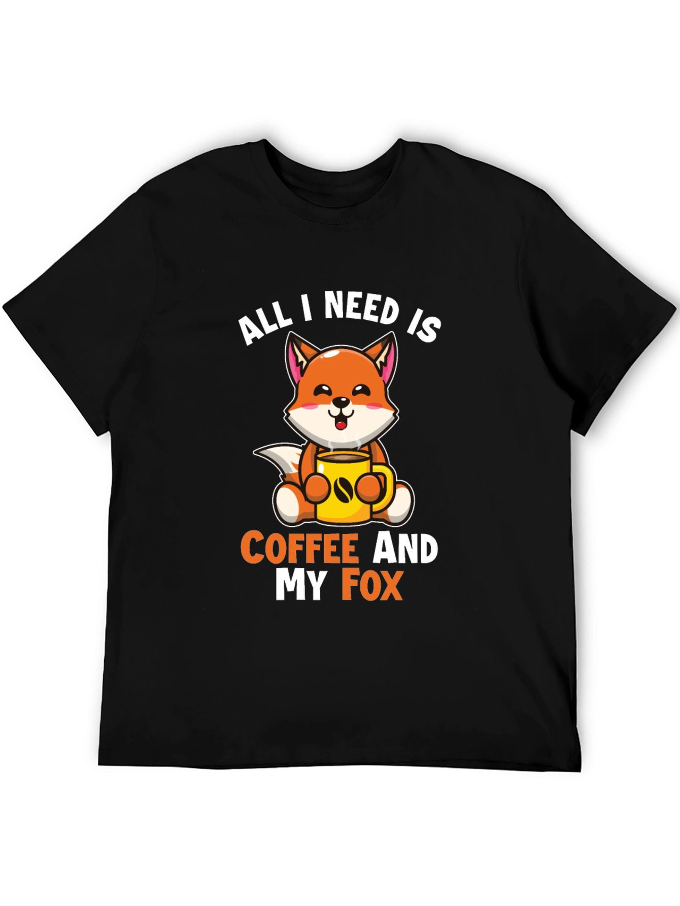 Black All I Need is Coffee and My Fox T-Shirt view 5