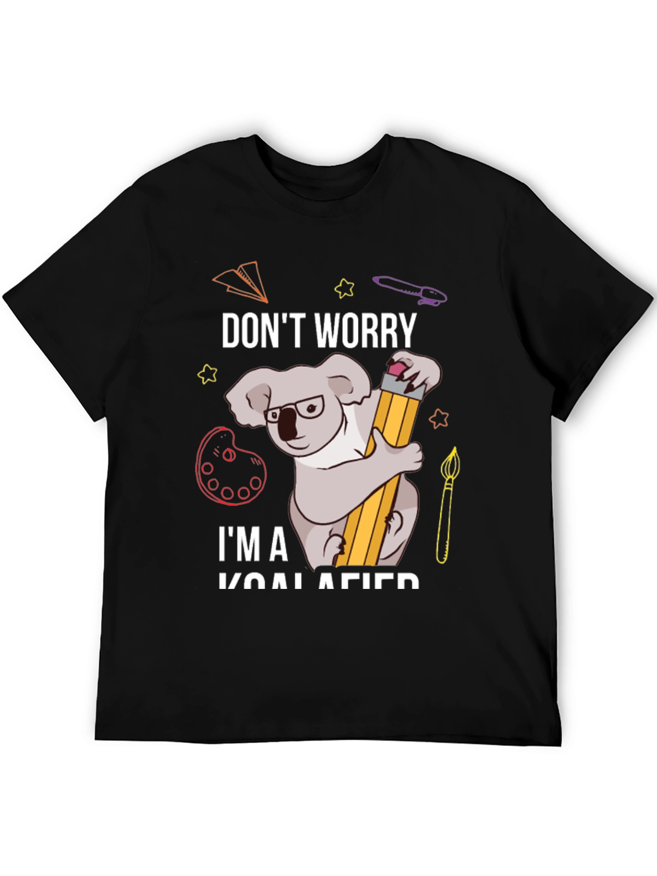 Black Don't Worry I'm Koalafied Funny Graphic Tee view 5