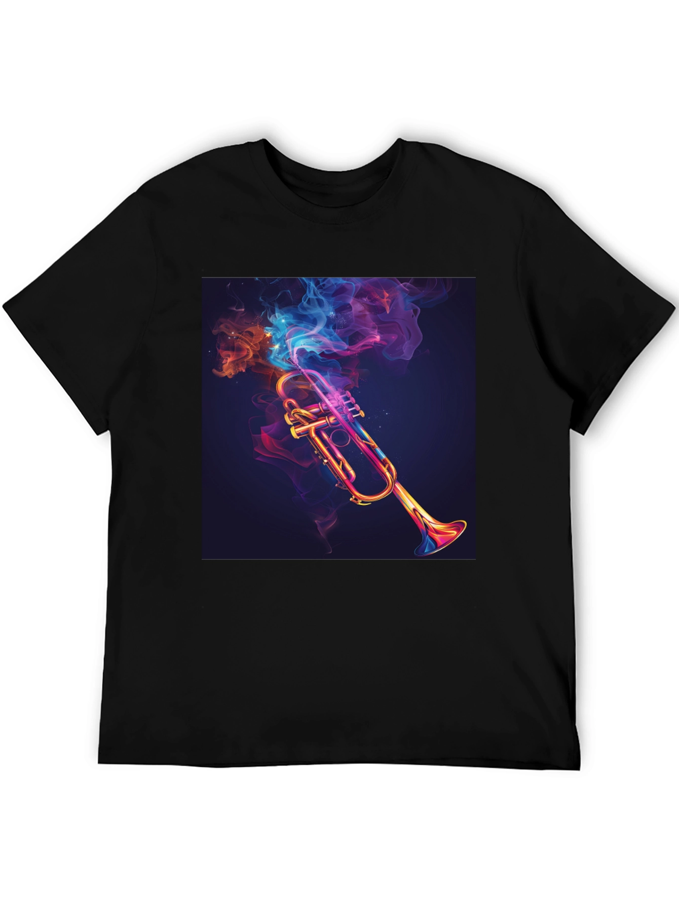 Black Smoky Trumpet Graphic Tee - Black Cotton Comfort view 5