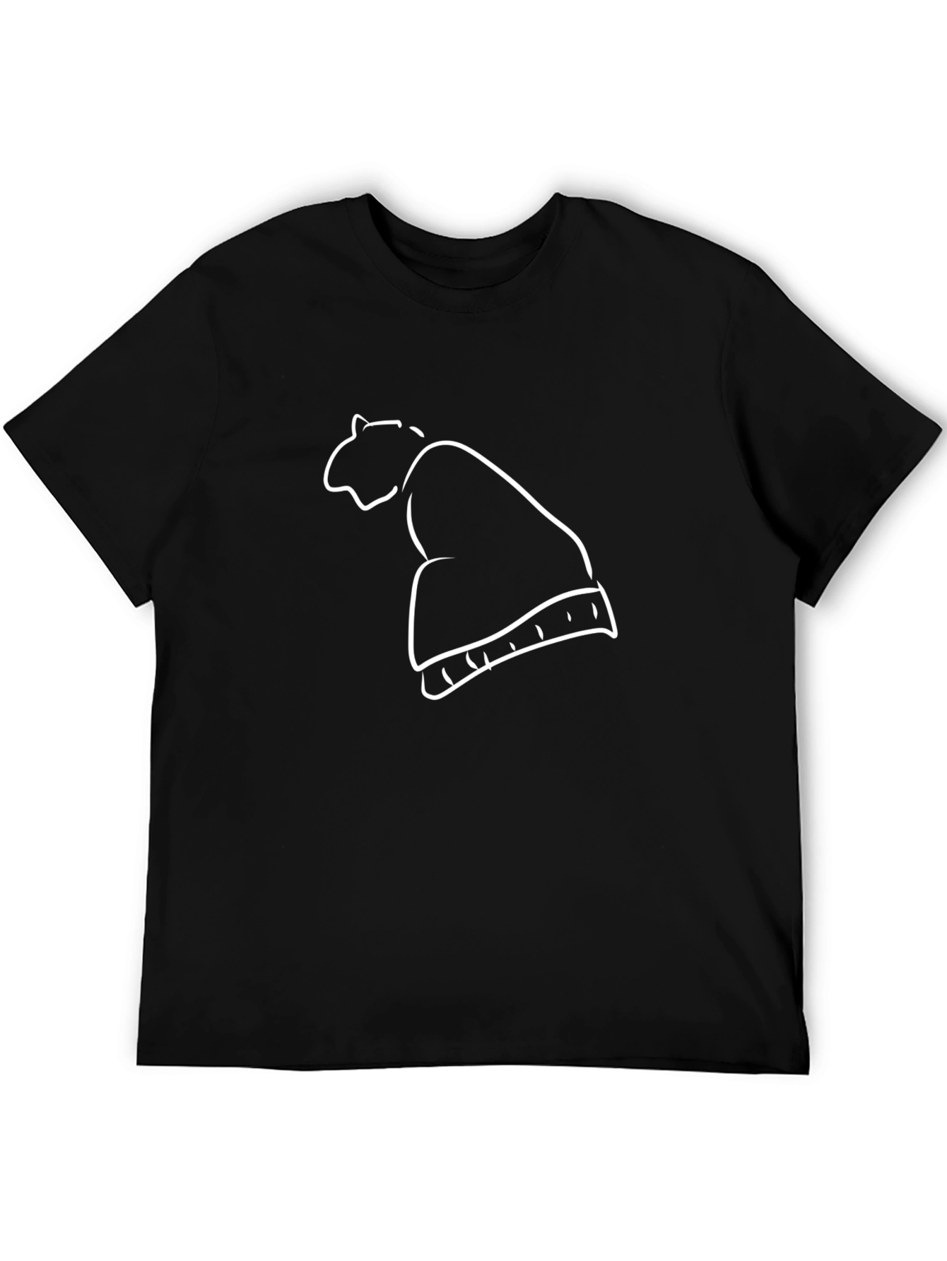 Black Minimalist Beanie Outline Black T-Shirt view 5