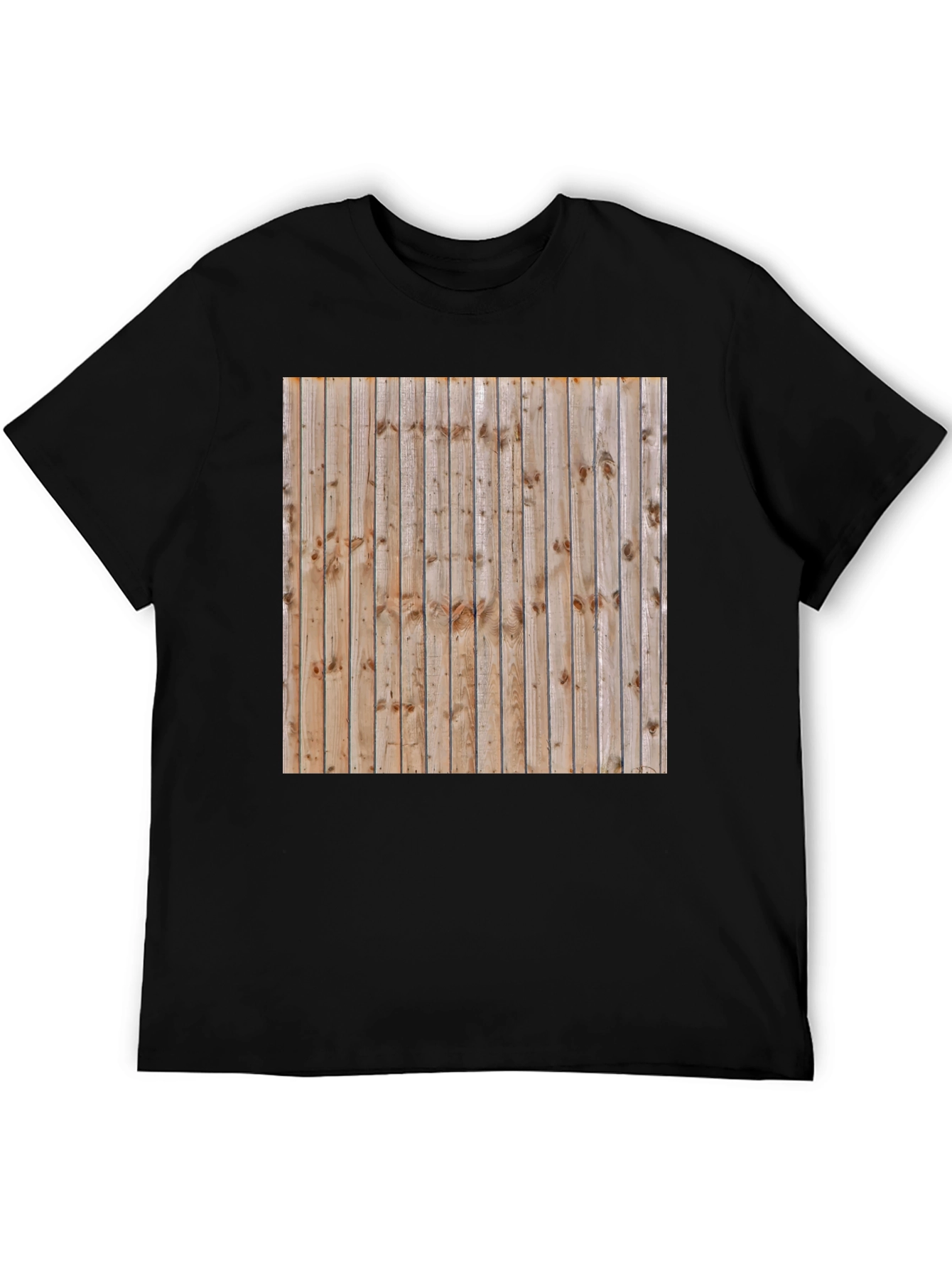 Black Wooden Pattern Graphic T-Shirt view 5