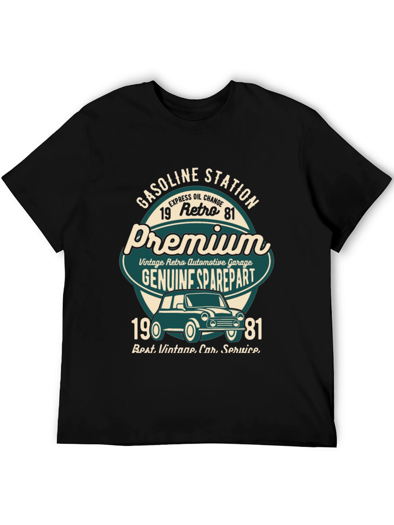Black Vintage Retro Car T-Shirt - Gasoline Station Premium Design view 5