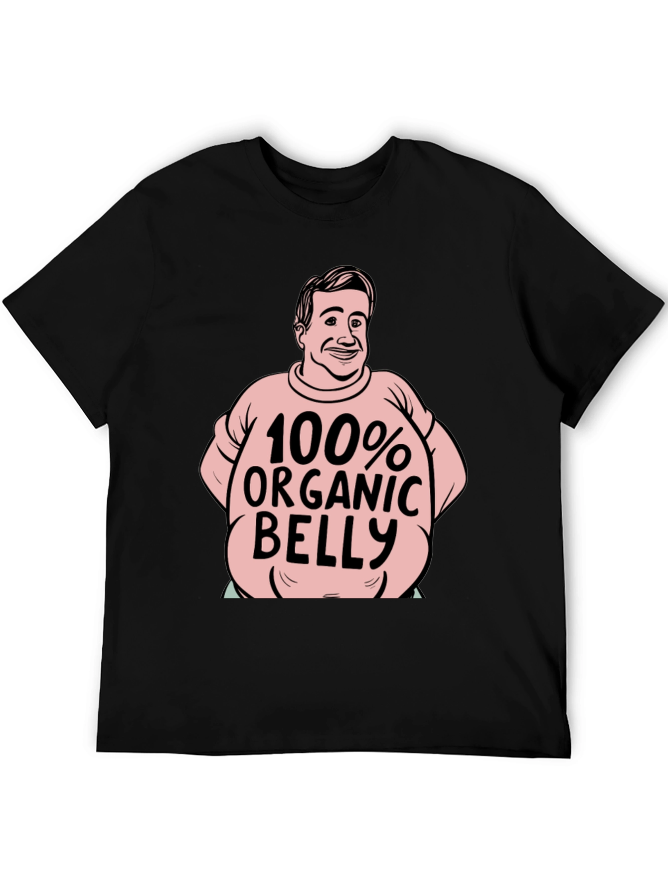 Black Organic Belly Funny T-Shirt view 5