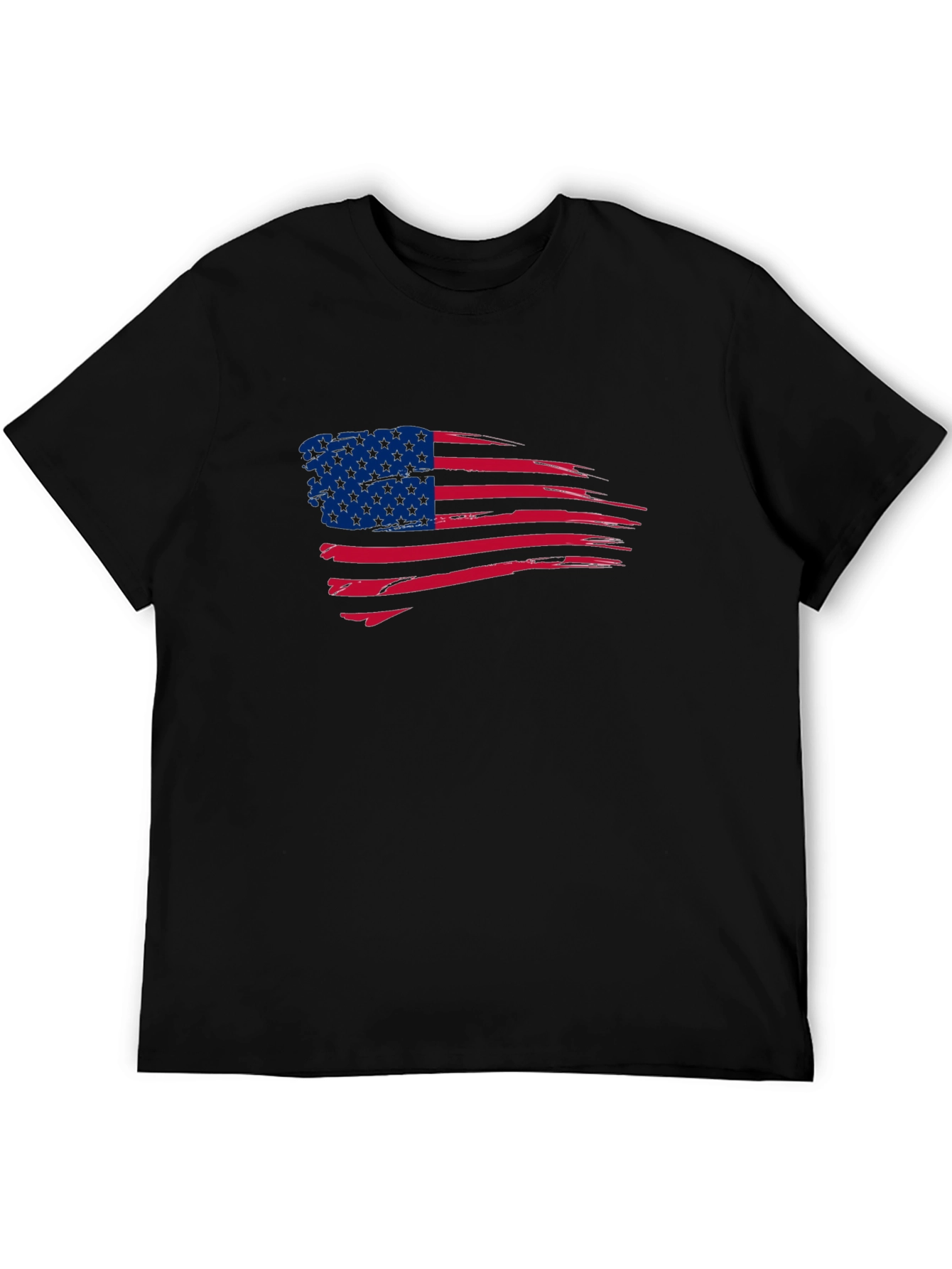 Black American Flag Graphic Print Crew Neck T-Shirt view 5