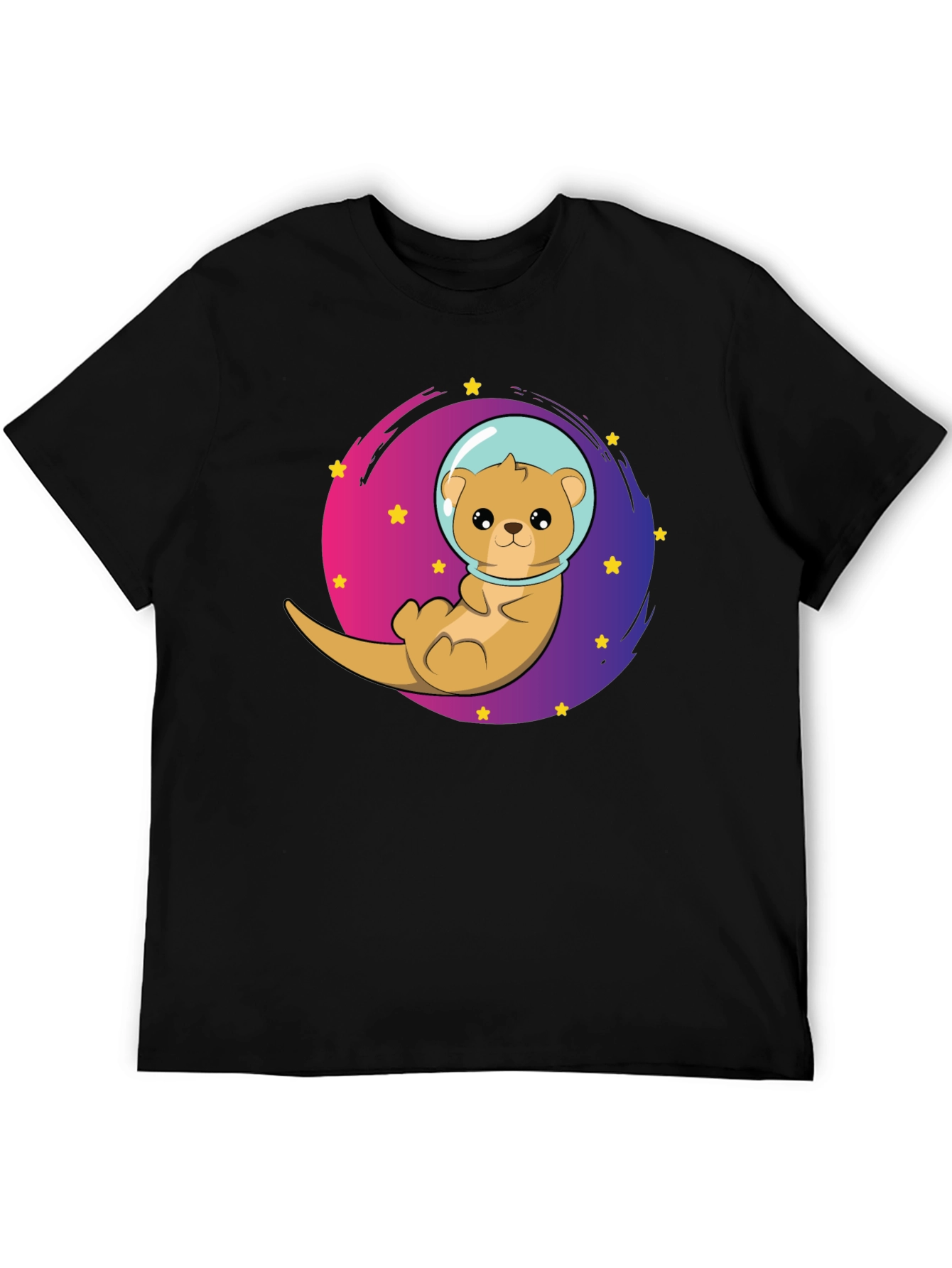 Black Space Otter T-Shirt - Galaxy Cute Tee view 5