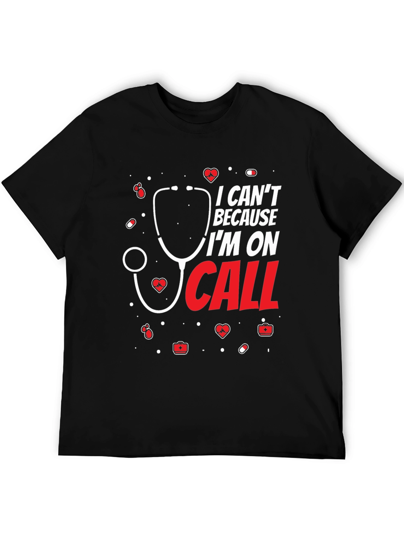 Black On Call Nurse T-Shirt - Medical Staff Apparel view 5