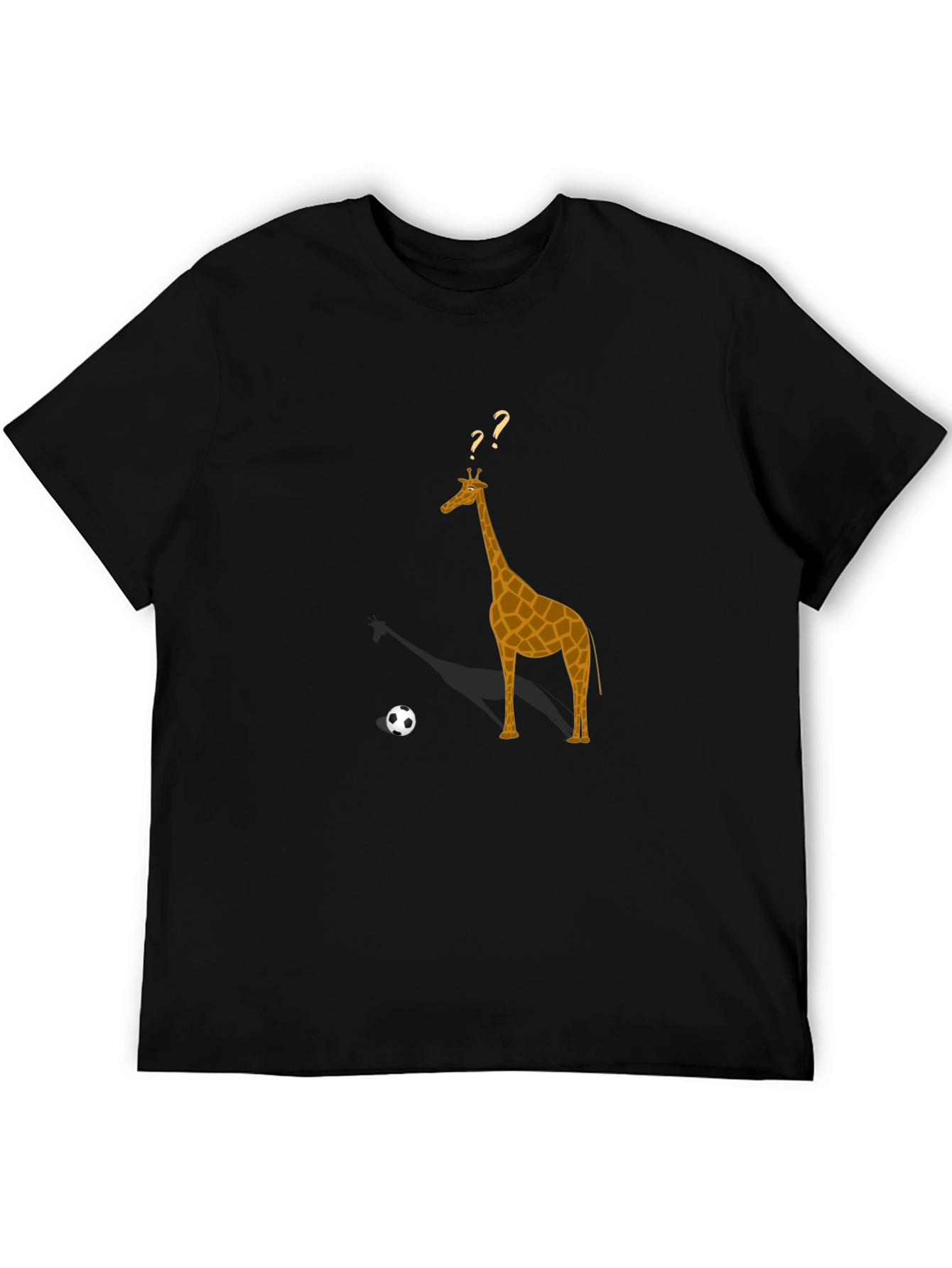 Black Giraffe Soccer T-Shirt - Black Cotton Tee view 5
