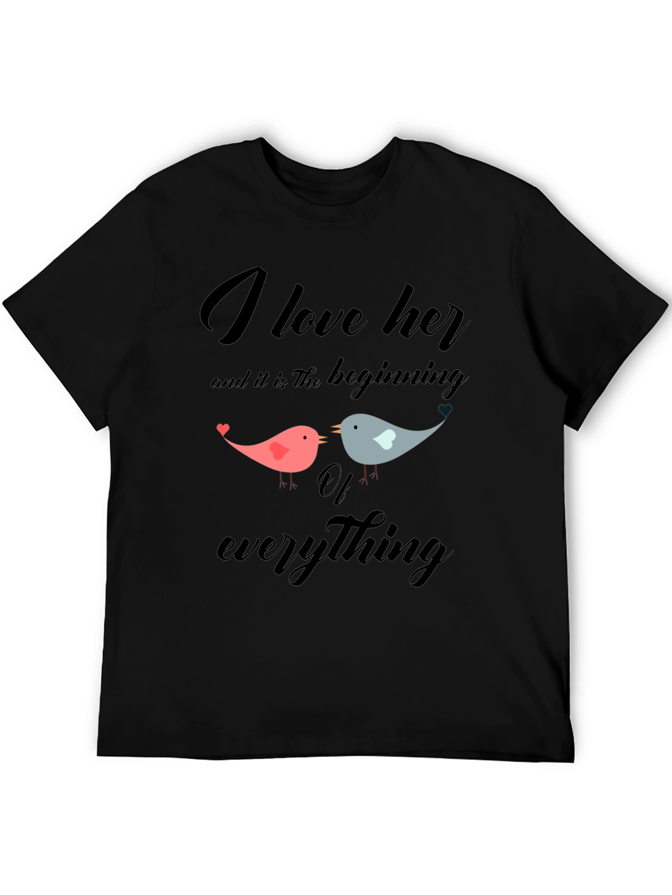 Black I Love Her Bird Graphic T-Shirt view 5