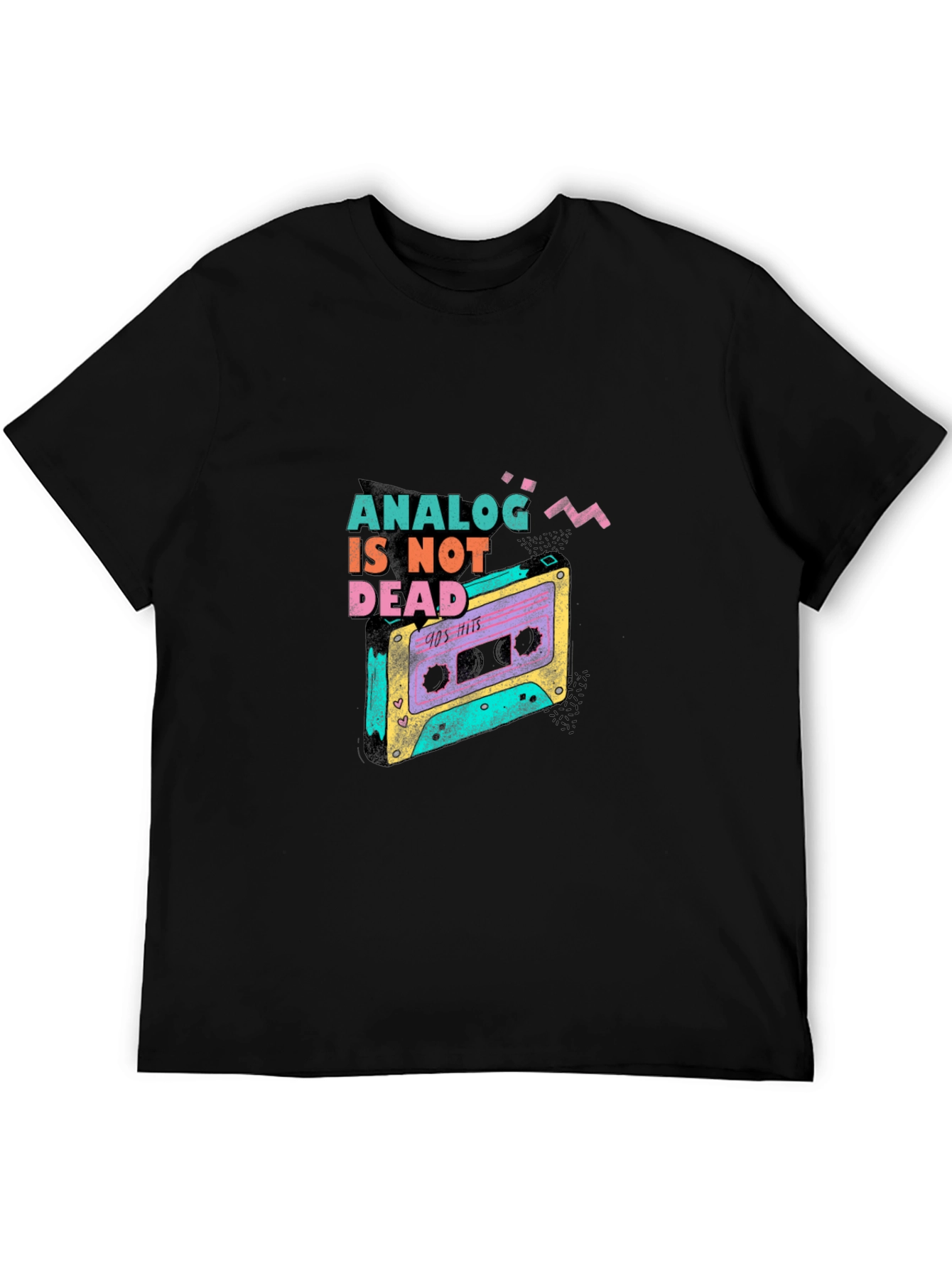 Black Analog Is Not Dead Retro Cassette Tape 90s T-Shirt view 5