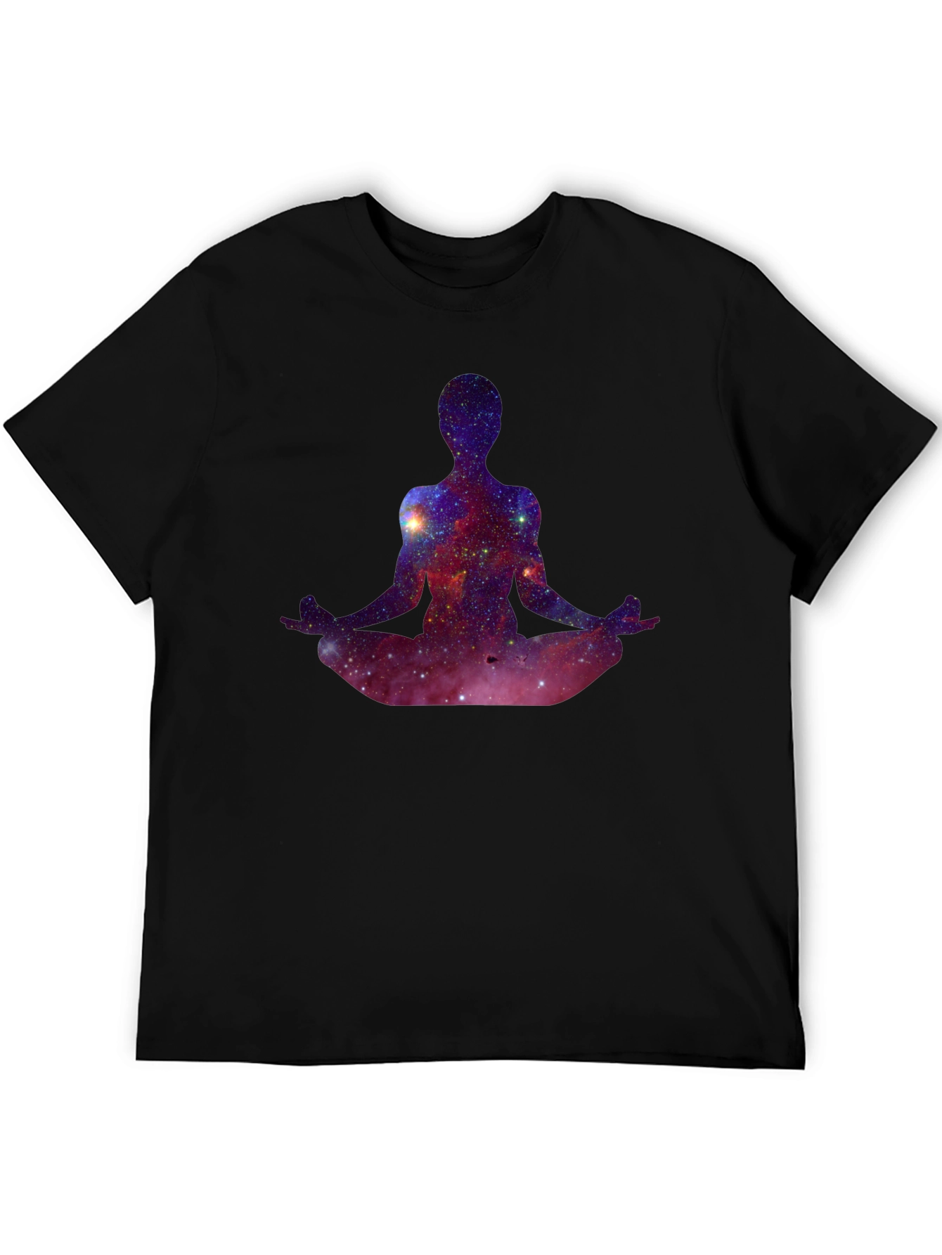 Black Cosmic Meditation T-Shirt - Galaxy Yoga Tee view 5