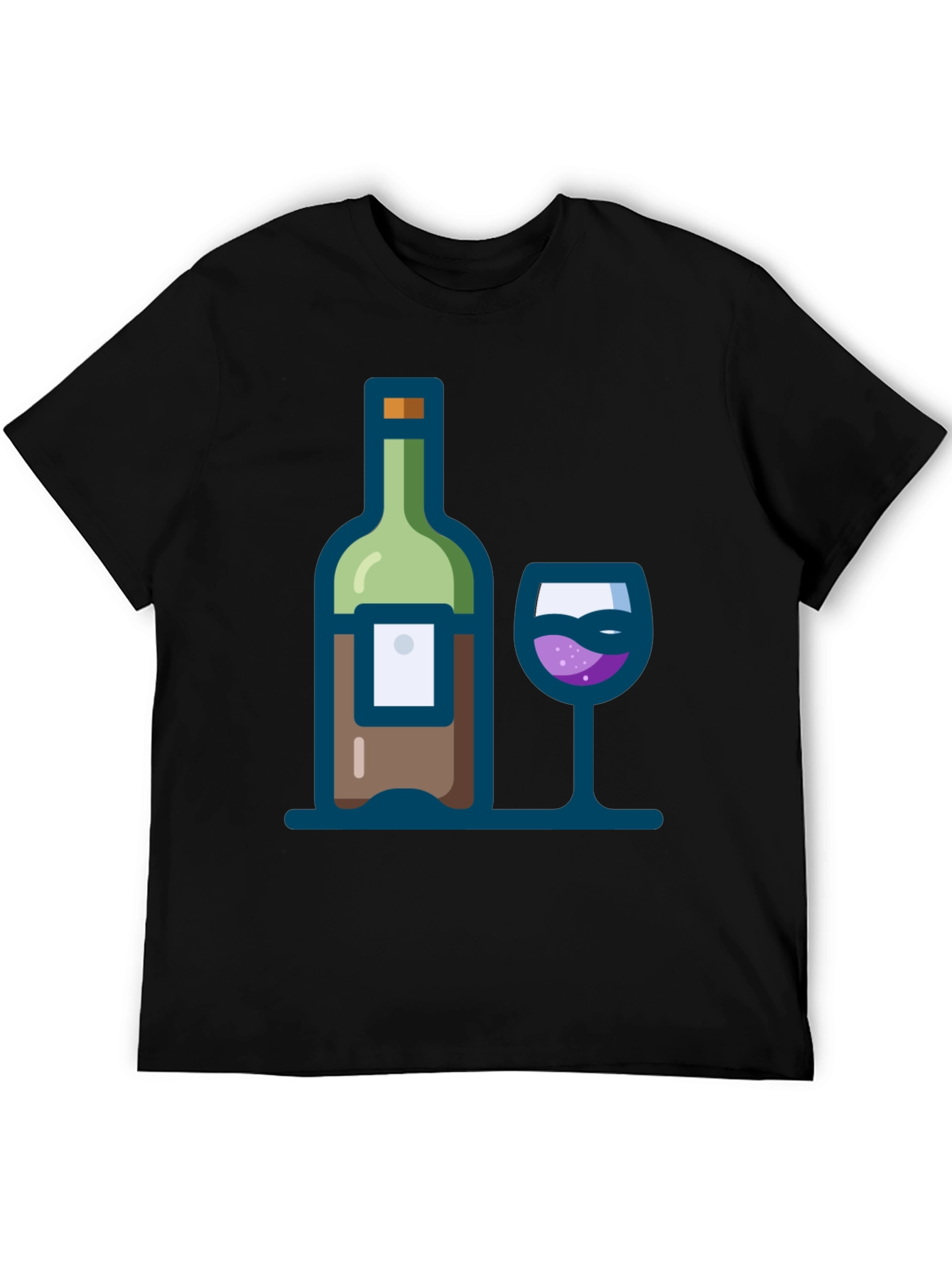 Black Wine Bottle and Glass Graphic Tee view 5