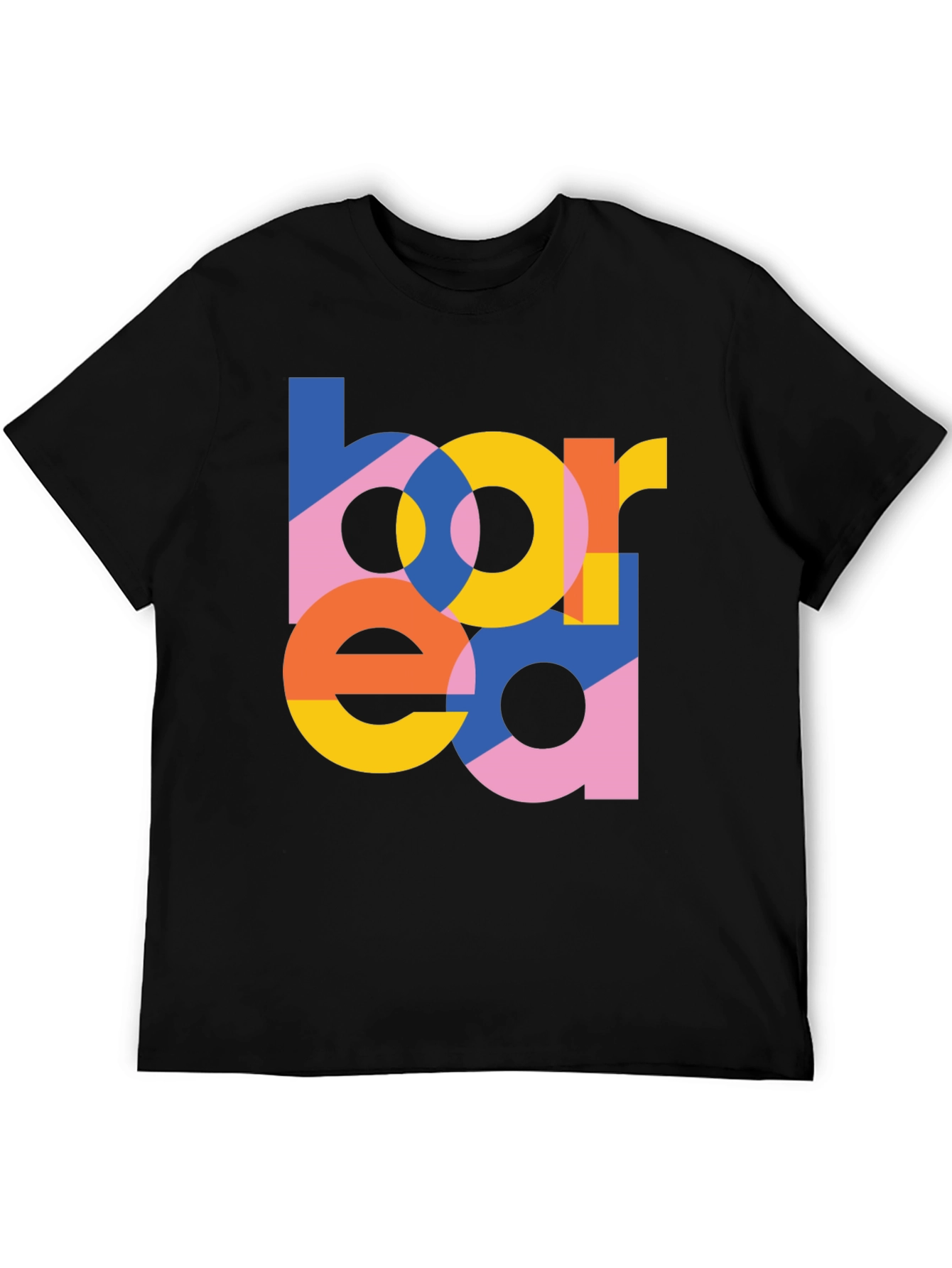 Black Bored Graphic Print Crew Neck T-Shirt view 5