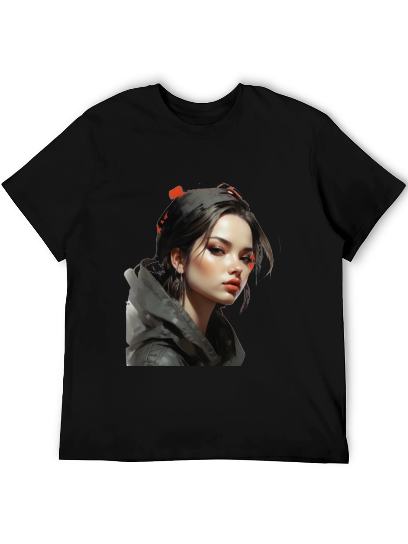 Black Girl Portrait Graphic Tee - Stylish Black T-Shirt view 5