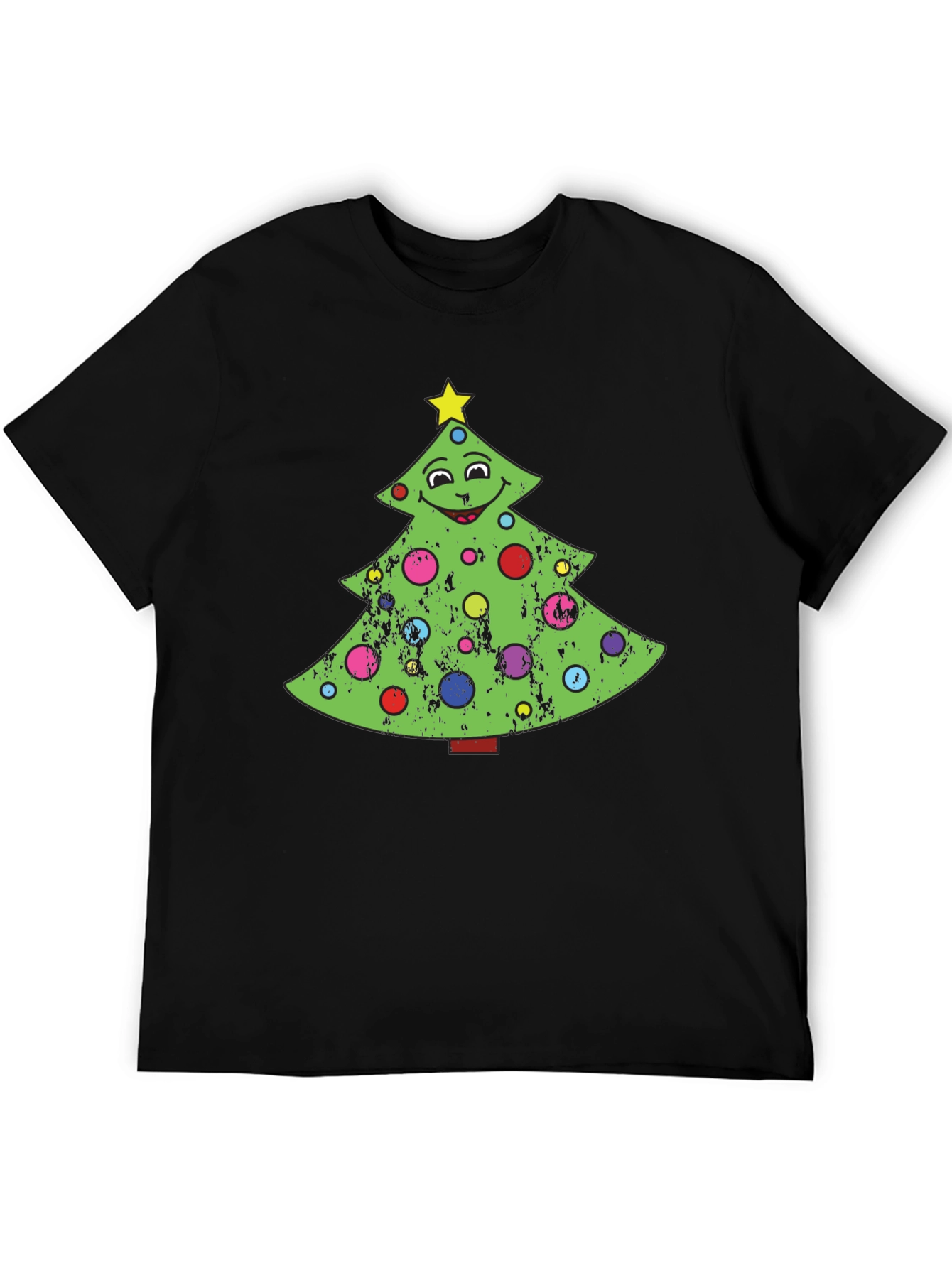 Black Festive Christmas Tree Graphic Tee - Holiday Style view 5