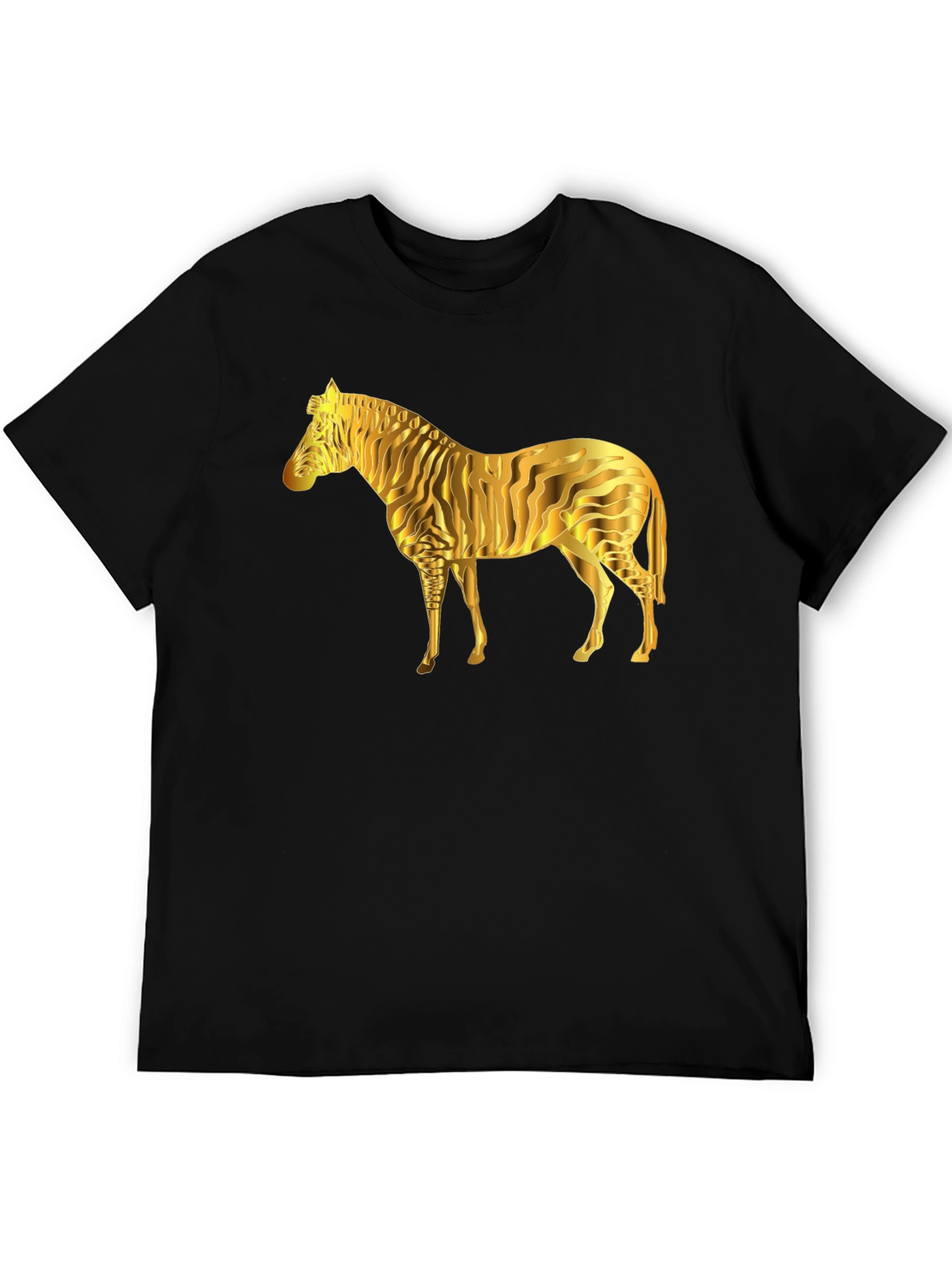 Black Golden Zebra Graphic Black T-Shirt view 5