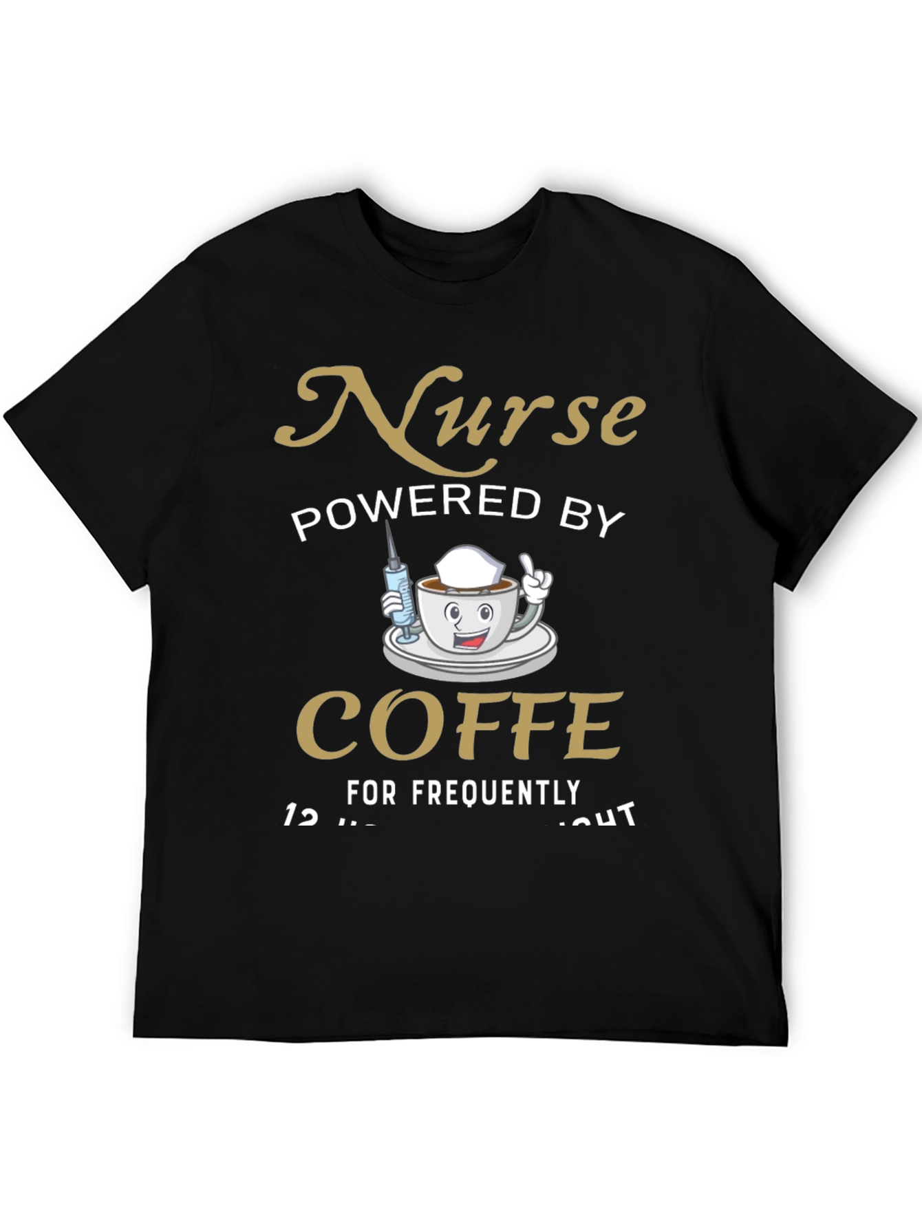 Black Nurse Powered By Coffee T-Shirt view 5