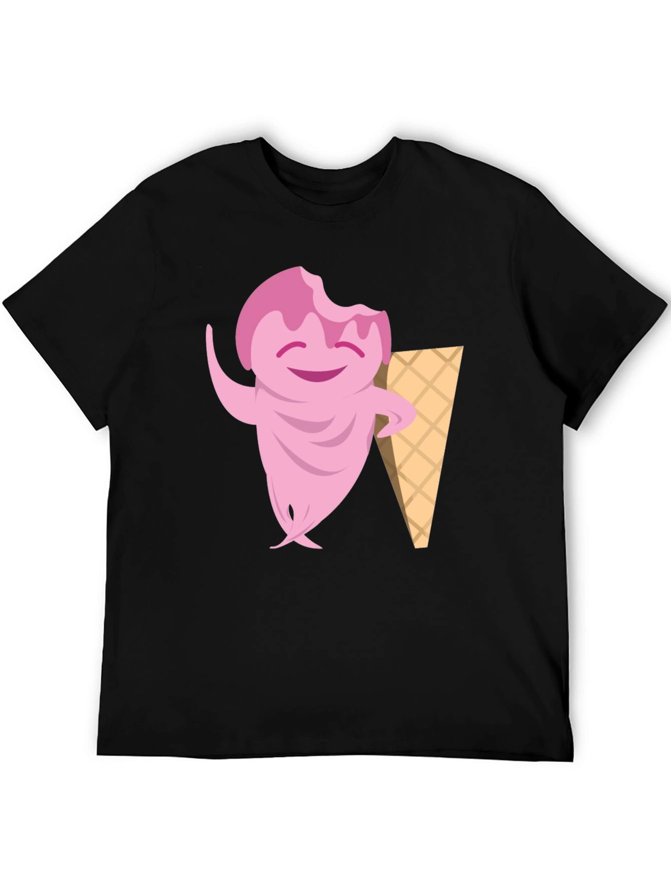 Black Ice Cream Character Black T-Shirt view 5