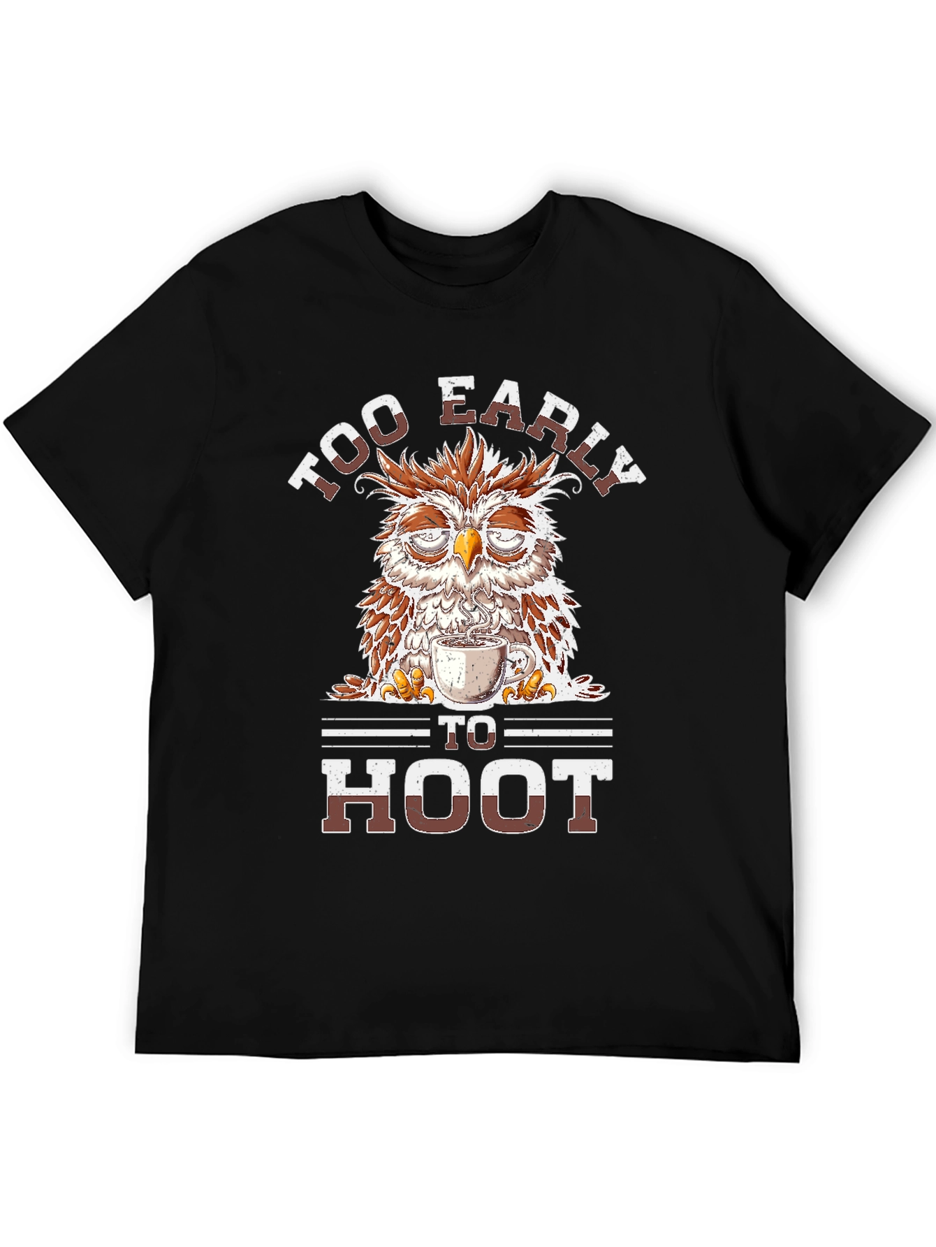 Black Too Early to Hoot Owl Coffee T-Shirt view 5