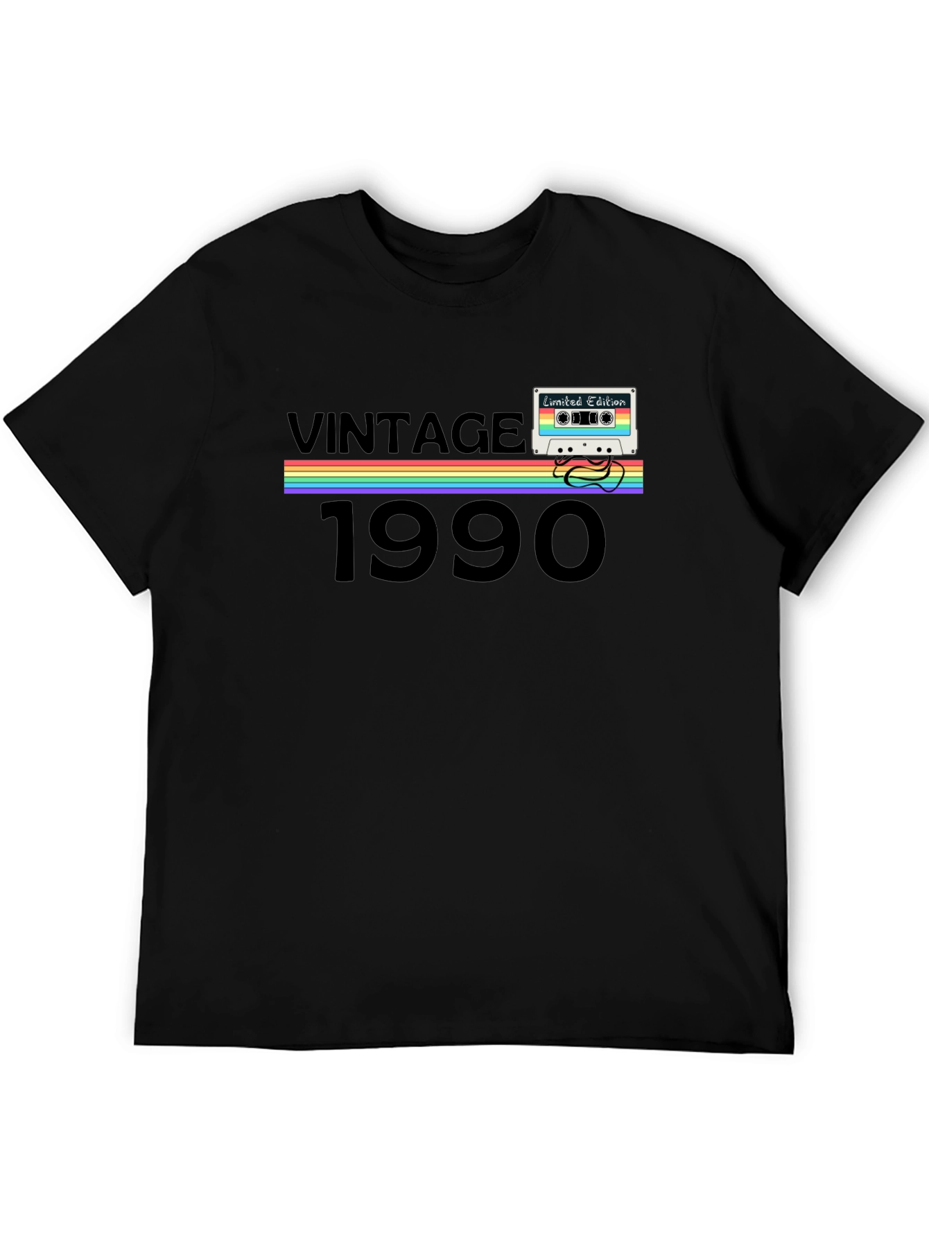 Black Vintage 1990 Cassette Tape T-Shirt view 5