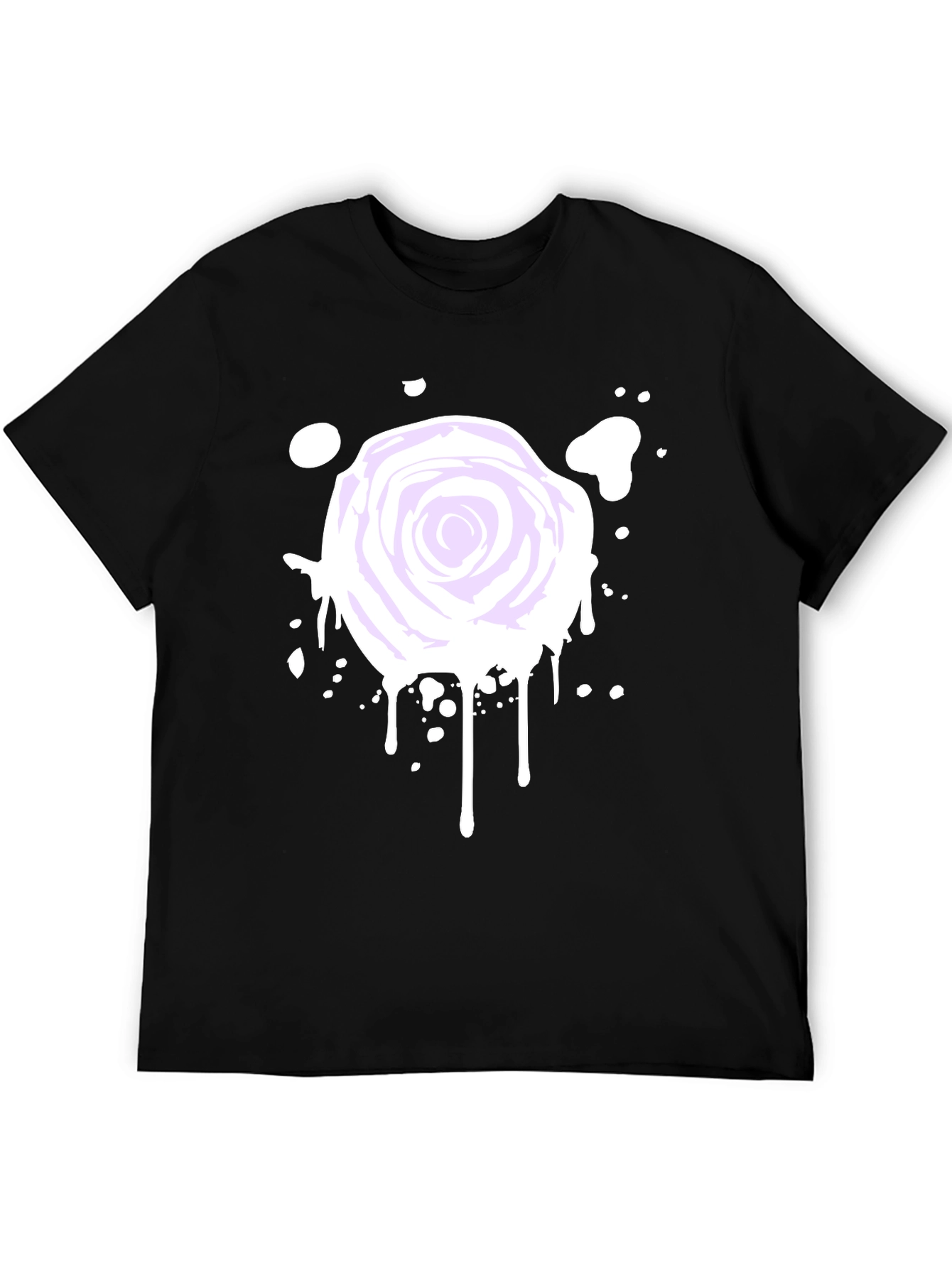Black Rose Splatter Graphic Tee - Black Cotton Blend view 5