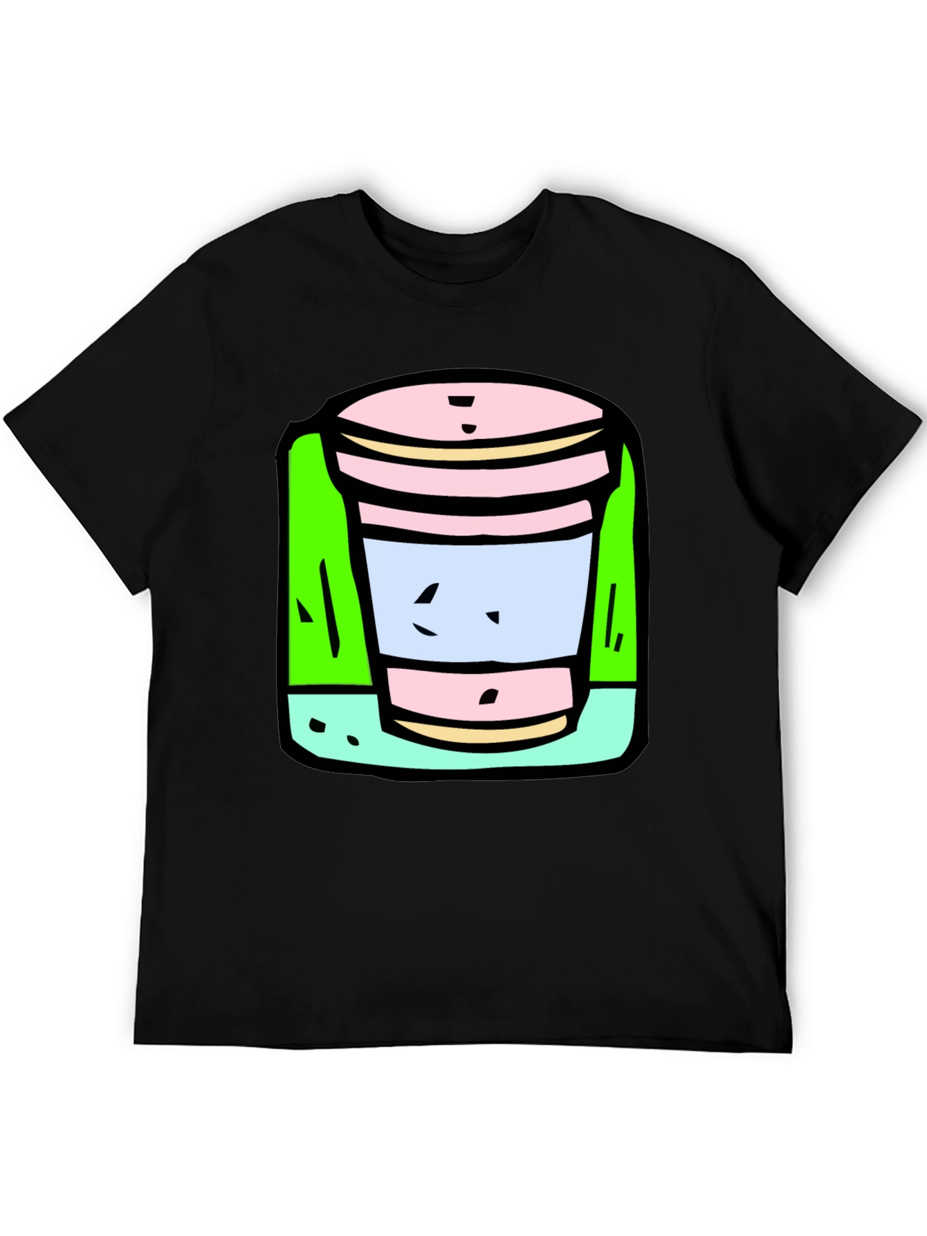 Black Cartoon Cup T-Shirt: Fun, Unique Graphic Tee view 5