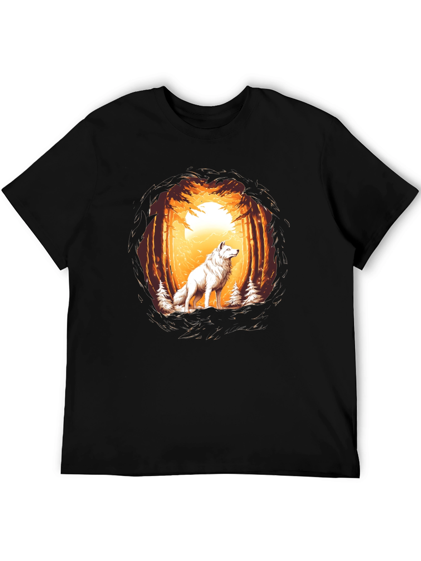 Black Wolf Forest Graphic Tee - Black view 5