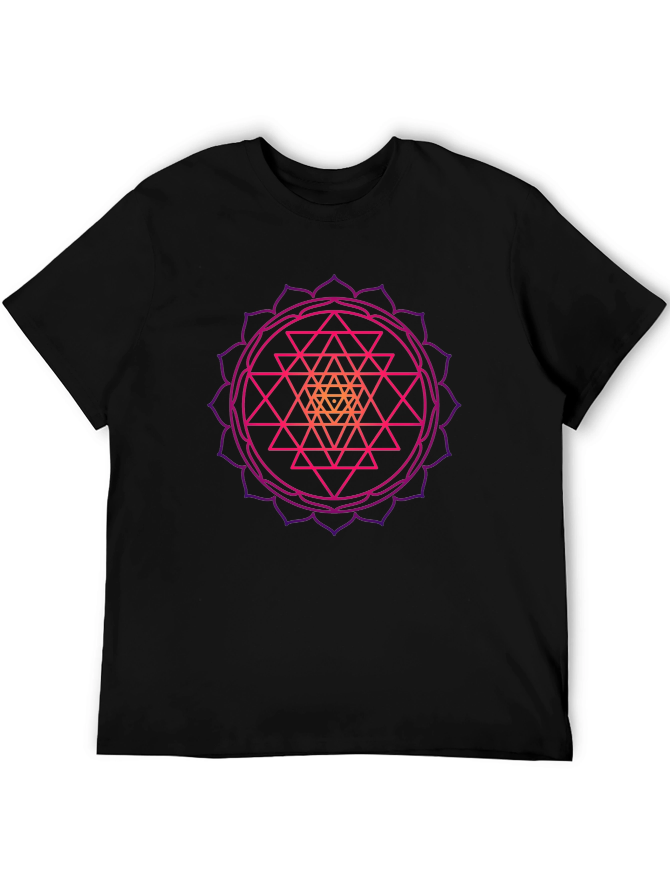 Black Geometric Mandala Graphic Tee - Black Cotton T-Shirt view 5