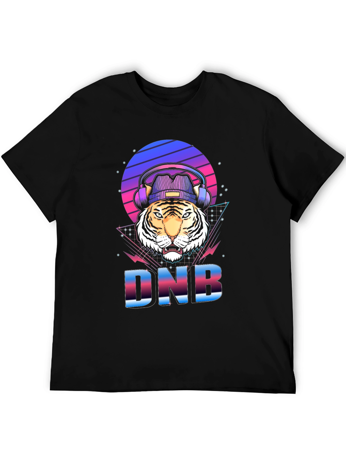 Black DNB Tiger Graphic T-Shirt, EDM Rave Style view 5