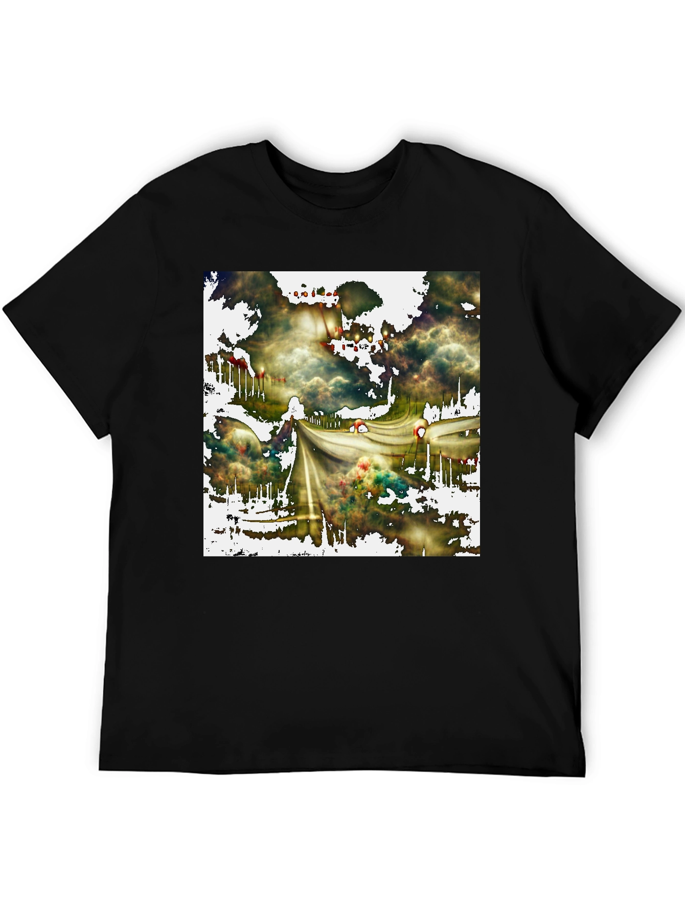 Black Abstract Road T-Shirt - Unique Graphic Tee view 5