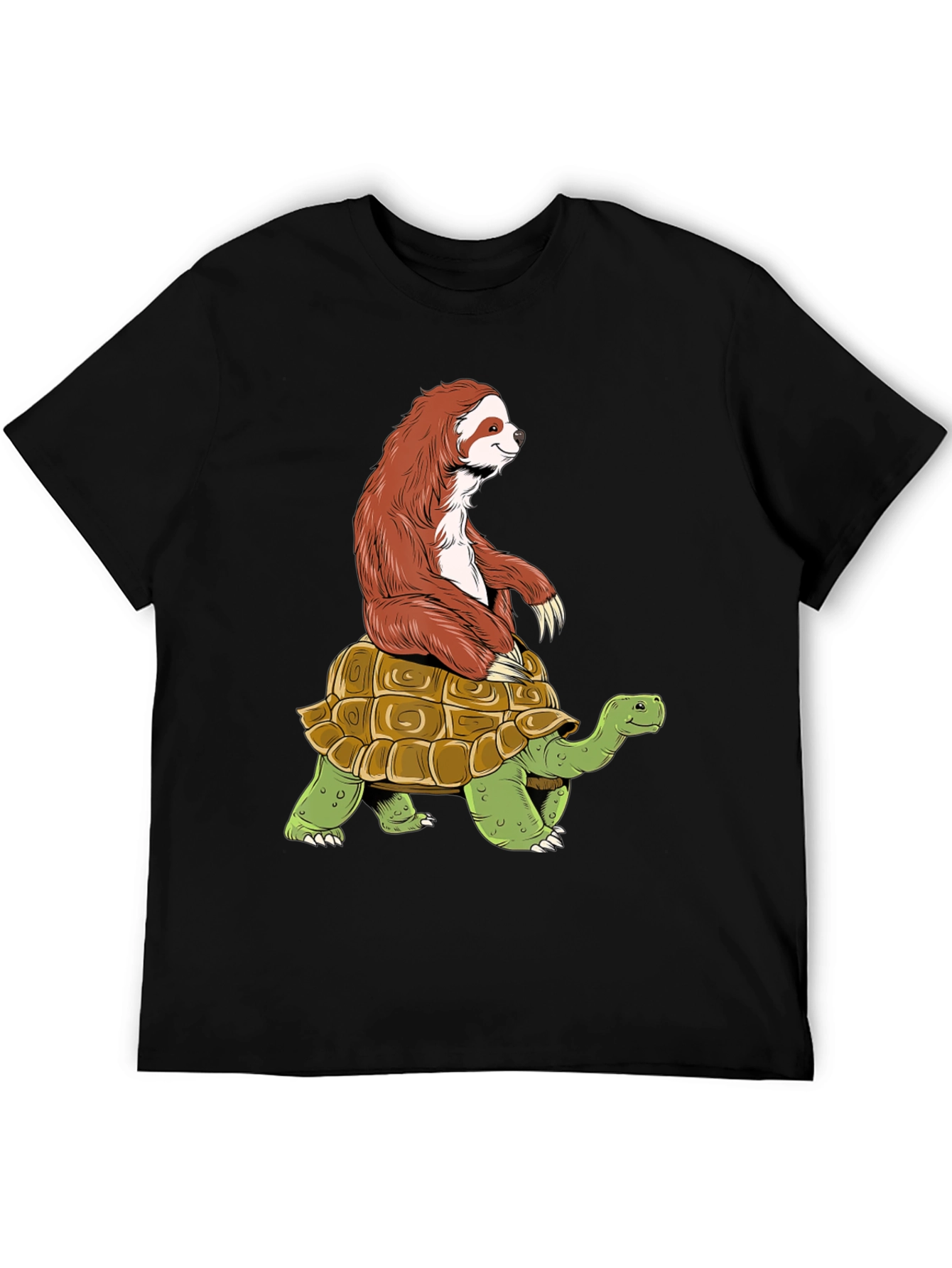 Black Sloth Riding Turtle Graphic Tee - Funny Animal Shirt view 5